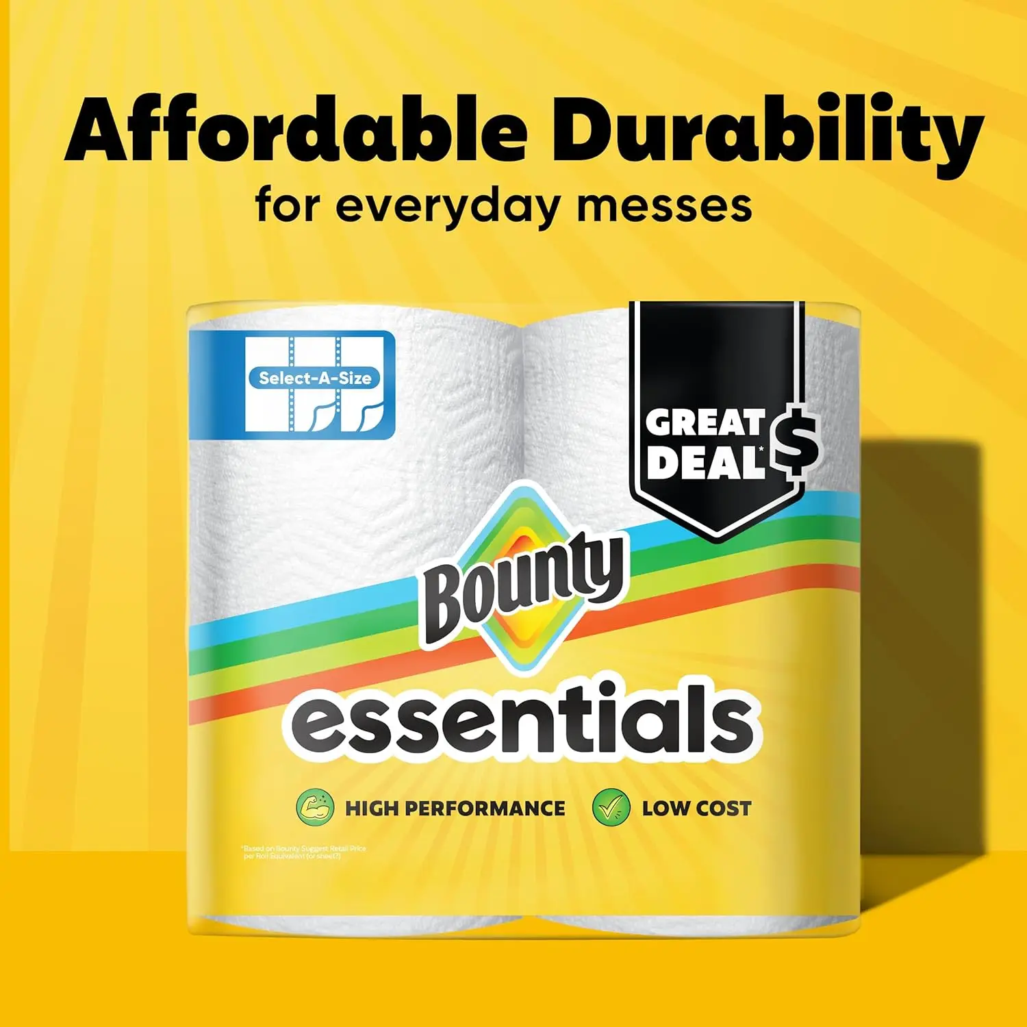 Essentials Select A Size Paper Towels 6 Double Rolls White 108 Sheets Per Roll