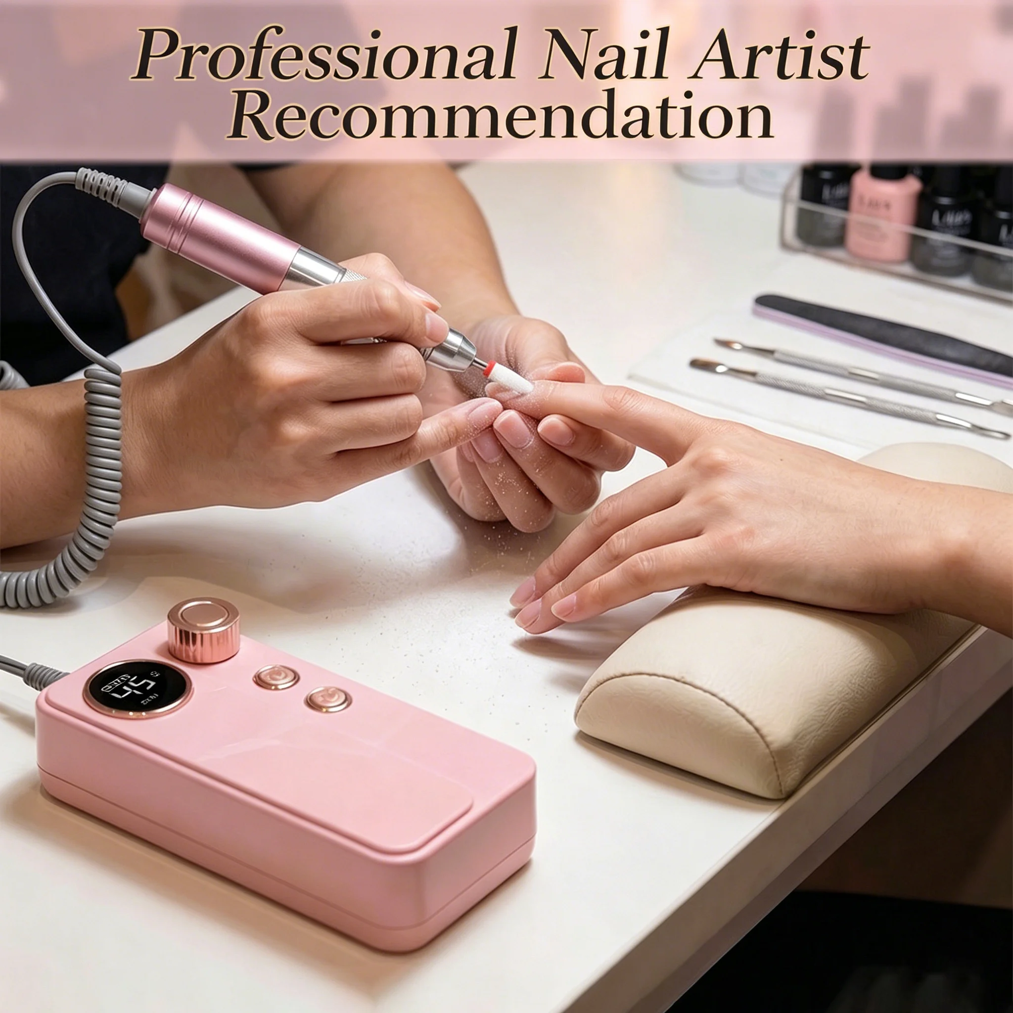 Multifunctional Electric Nail Drill Set, High Power, Forward & Reverse Rotation with Smart Digital Display, Fits Gel & Acrylic Nails, Comes with 11 Drill Bits & 20 Sanding Bands, Rechargeable Portable Manicure Pedicure Tool for Nail Care