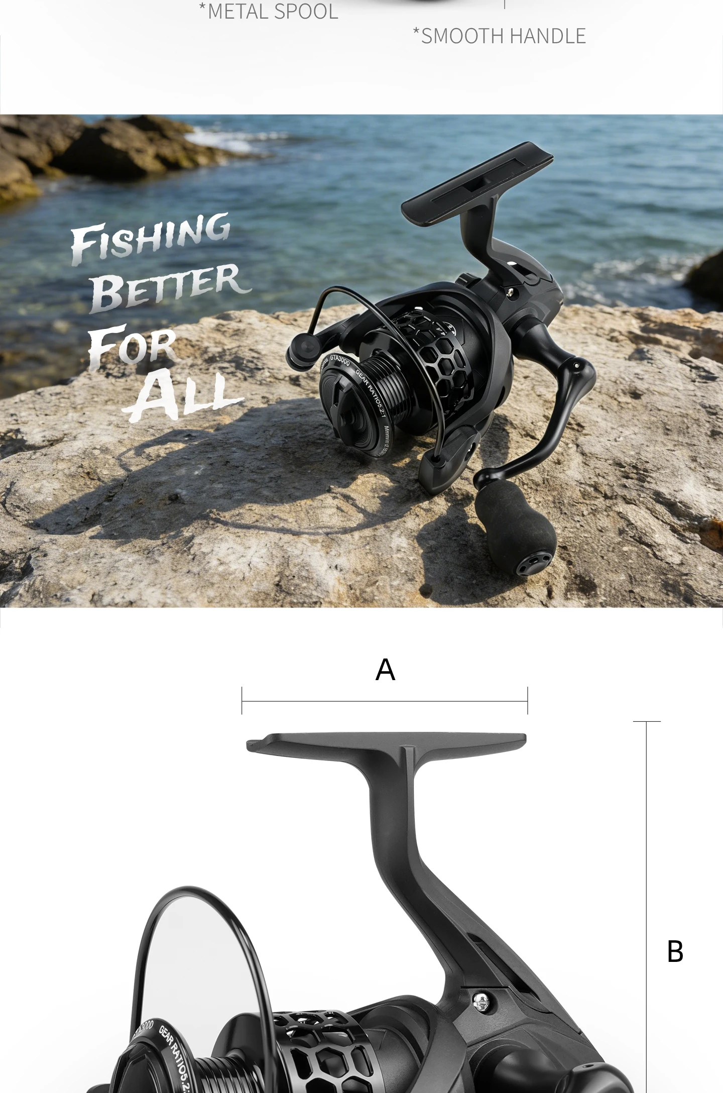 ROOBLINOS GTA3 Spinning Reel 1000-7000 Series Metal Universal Reel for Freshwater Sea Fishing Reel