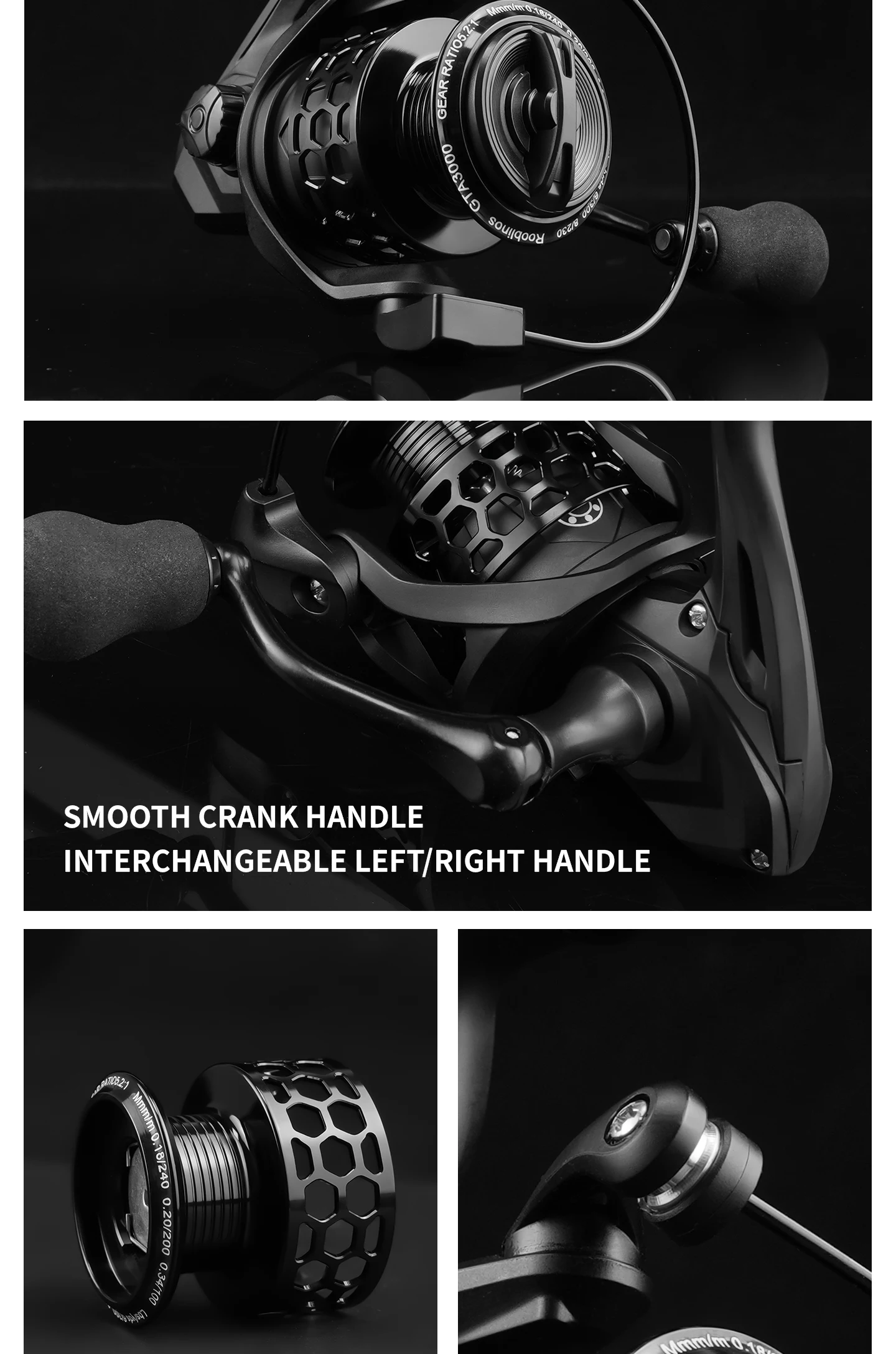 ROOBLINOS GTA3 Spinning Reel 1000-7000 Series Metal Universal Reel for Freshwater Sea Fishing Reel