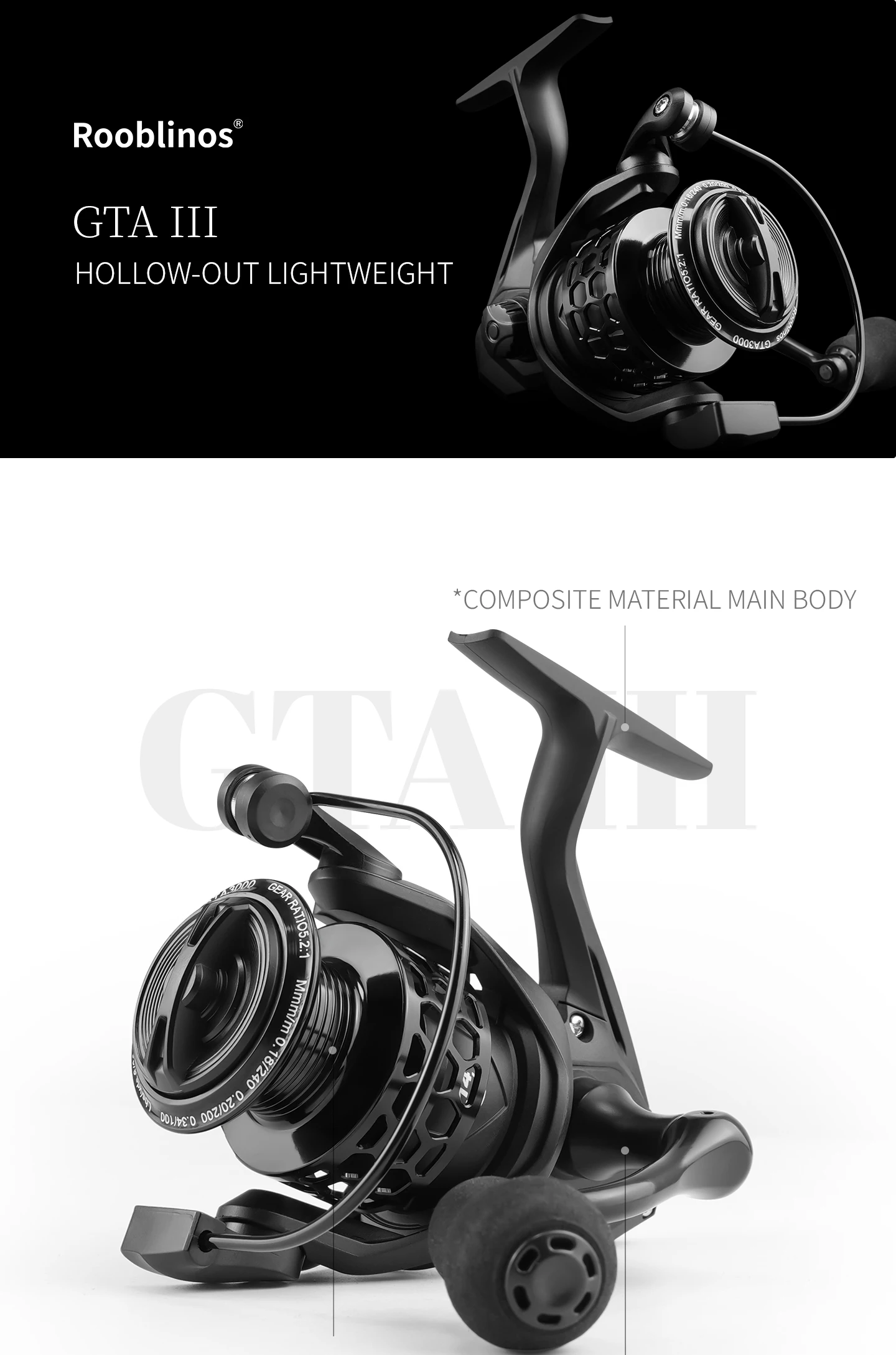 ROOBLINOS GTA3 Spinning Reel 1000-7000 Series Metal Universal Reel for Freshwater Sea Fishing Reel