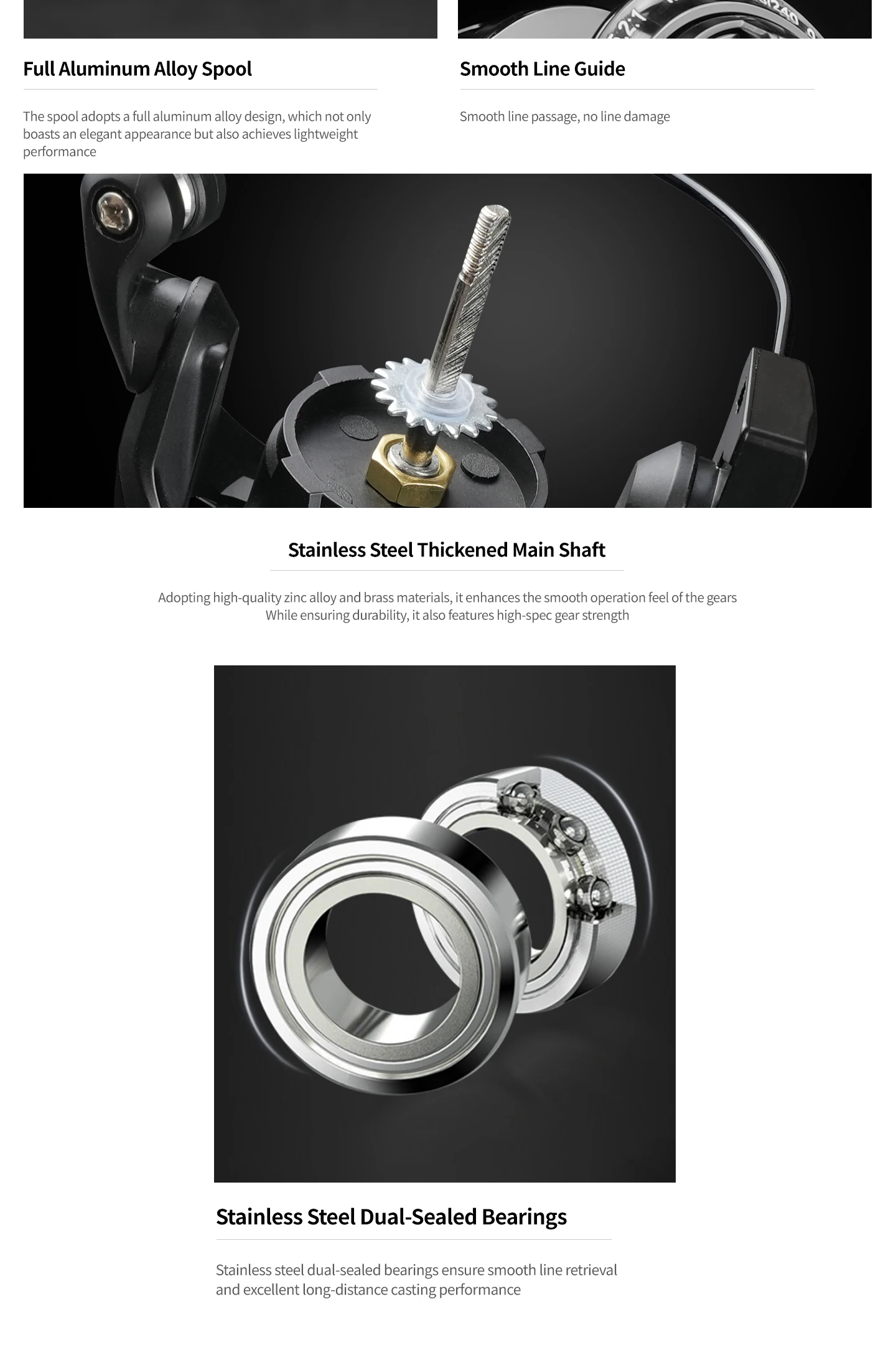 ROOBLINOS GTA3 Spinning Reel 1000-7000 Series Metal Universal Reel for Freshwater Sea Fishing Reel