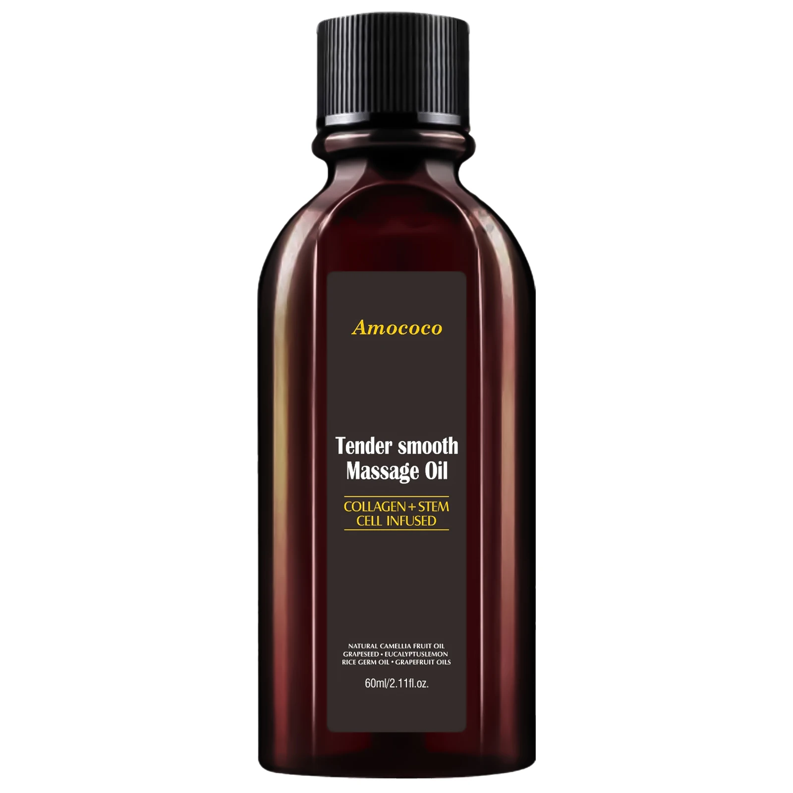 Amococo 2/3pcs Massage Oil Tender Smooth Body Massage Oil 60ml/245ml with Collagen Stem Cell Infused Formula Camellia Fruit Oil Grapeseed Oil Eucalyptus Oil Rice Germ Oil Grapefruit Oil Moisturizing Body Care Oil for Relaxing Massage Skin Care