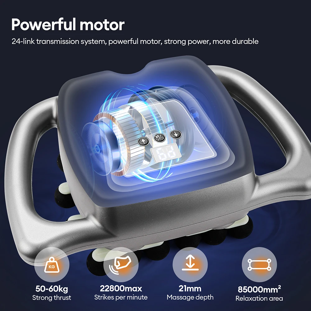 24-Heads 9 Modes Body Massage Gun High Frequency Vibration Fascia Gun Back Waist Thigh Massager Neck Shoulder Massager Muscle masajeador