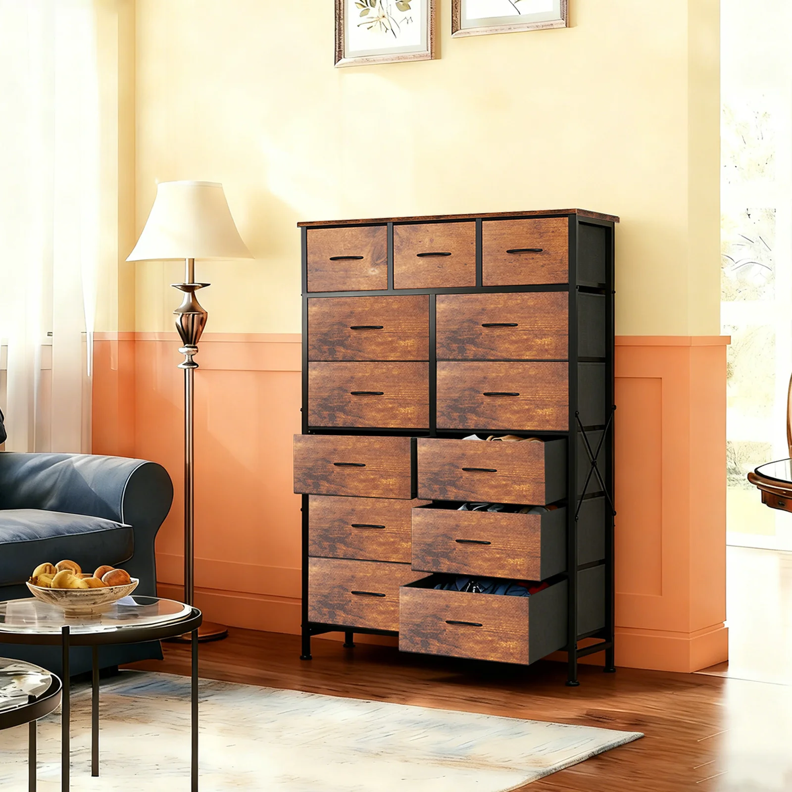 MCQ 13 Fabric Drawers Cabinet For Living Room Large Capacity Dressers Tables Nightstand Display Storage Cabinet For Furniture