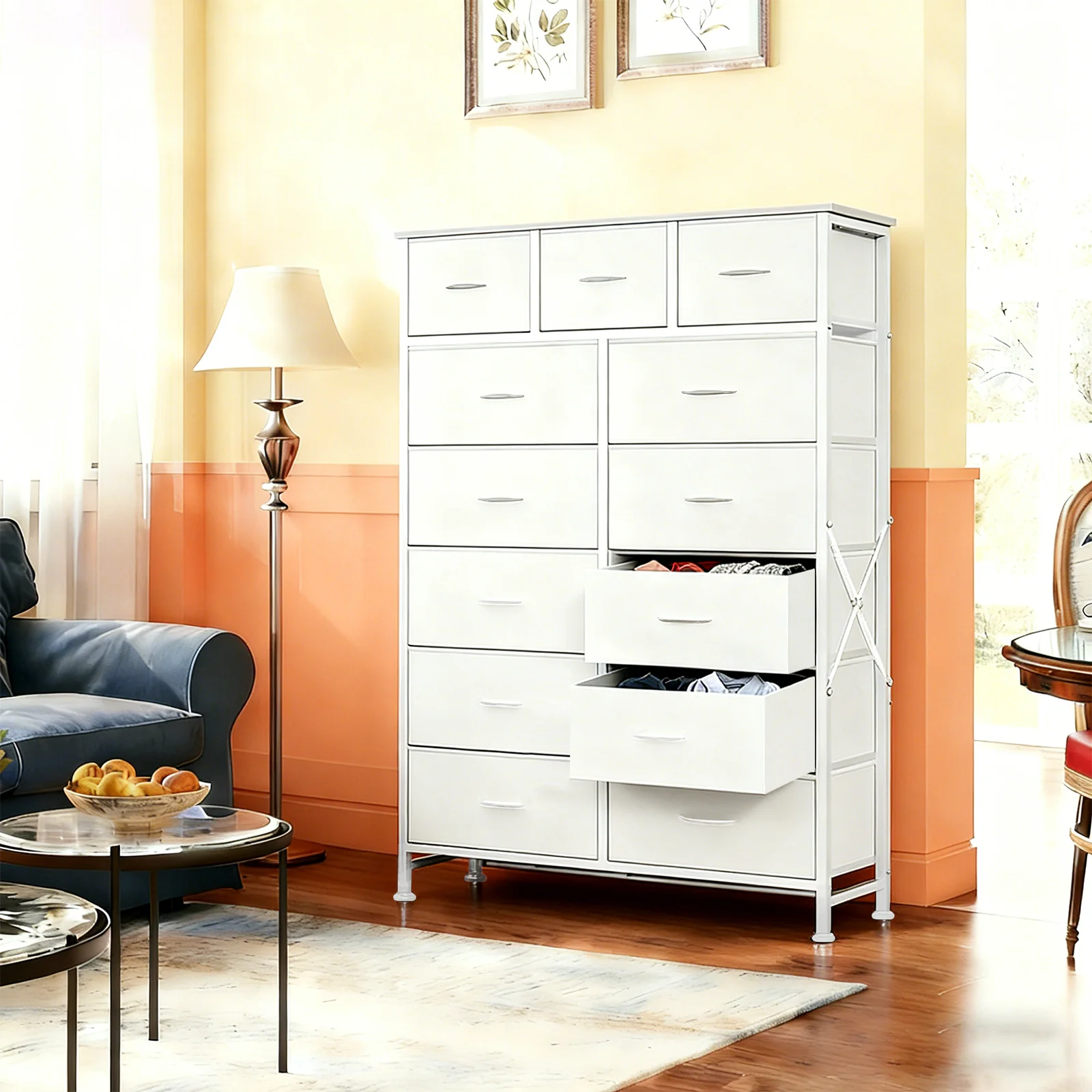 MCQ 13 Fabric Drawers Cabinet For Living Room Large Capacity Dressers Tables Nightstand Display Storage Cabinet For Furniture