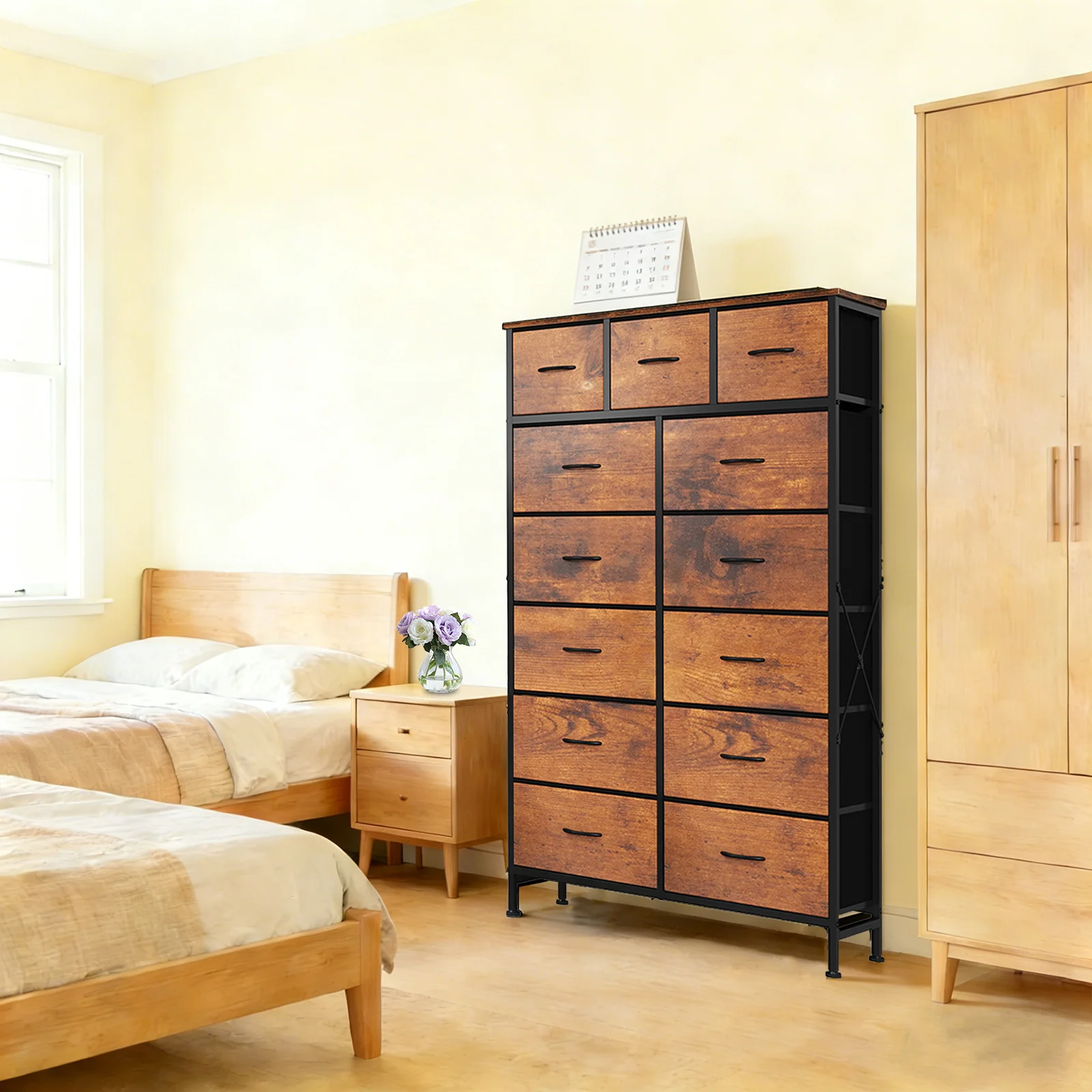 MCQ 13 Fabric Drawers Cabinet For Living Room Large Capacity Dressers Tables Nightstand Display Storage Cabinet For Furniture