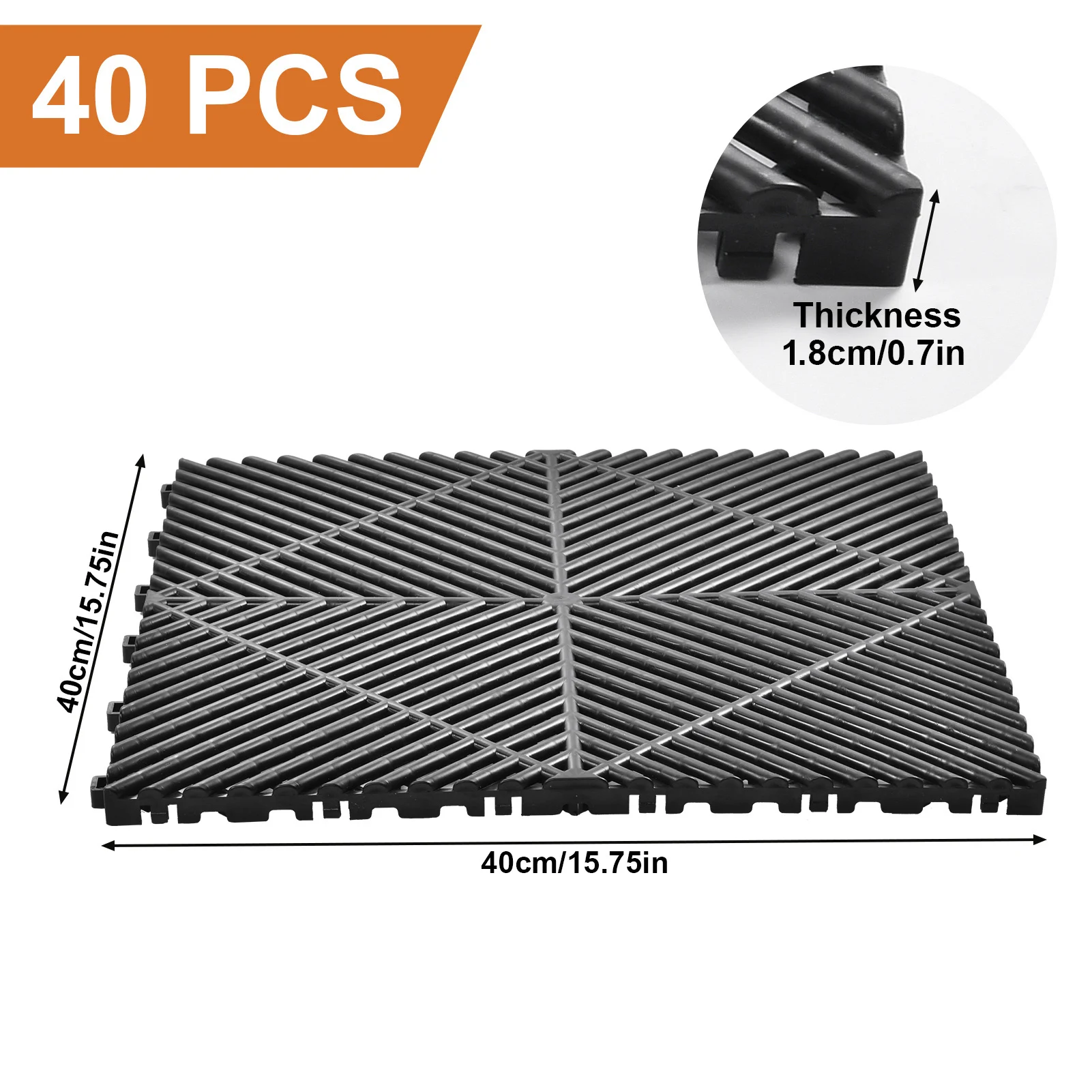 40 Pieces Garage Flooring Tiles 15.7Inx15.7in Interlocking Floor Tiles Non-Slip Heavy Duty Flooring Mat with 6000 Lbs Load for Gym Warehouse Workshop(black)