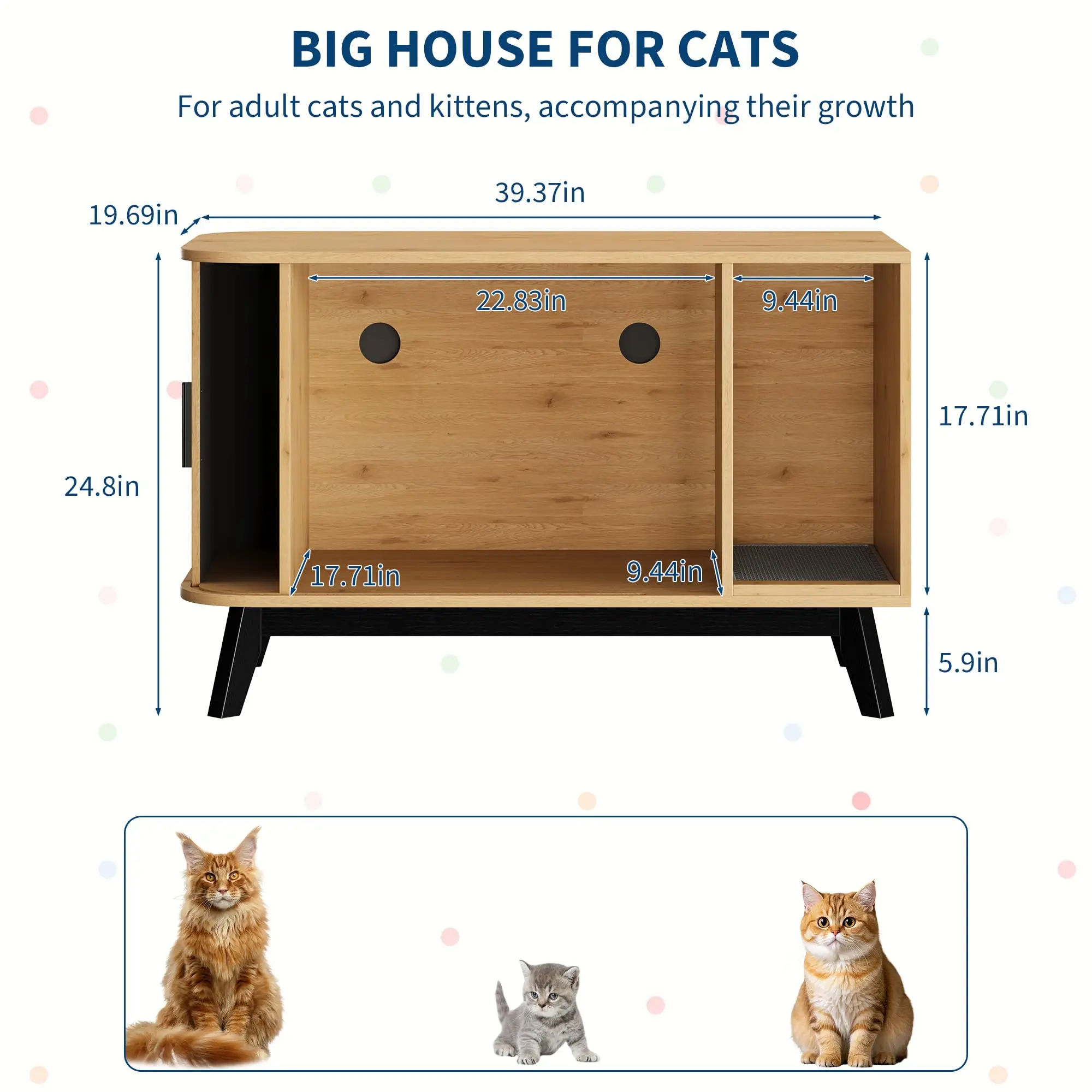 Cat Litter Box Enclosure 39 Inch Hidden Litter Box Furniture With Cat Litter Mat And Sliding Door Modern Indoor Cat House Side End Table For Living Room Natural Wood Color