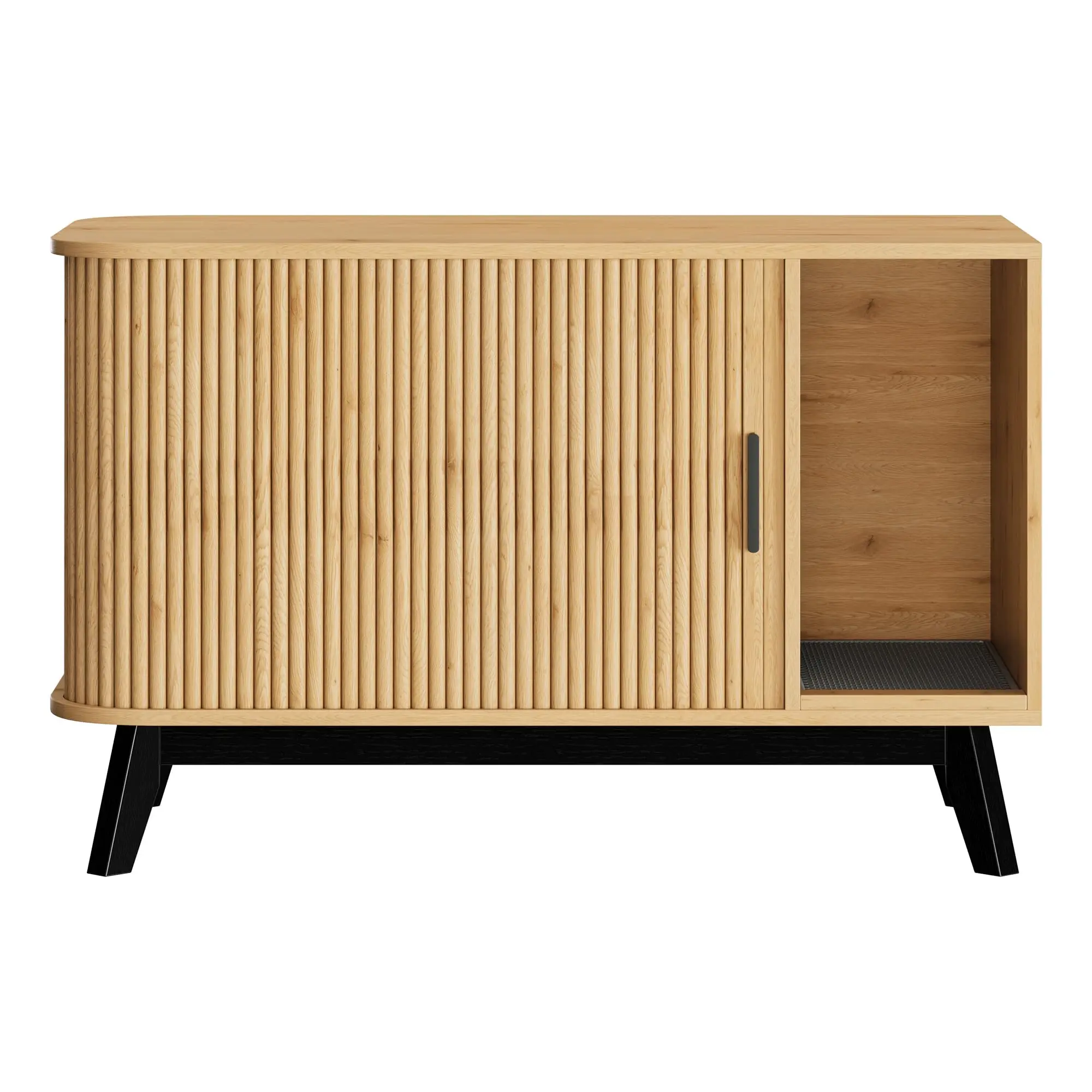 Cat Litter Box Enclosure 39 Inch Hidden Litter Box Furniture With Cat Litter Mat And Sliding Door Modern Indoor Cat House Side End Table For Living Room Natural Wood Color