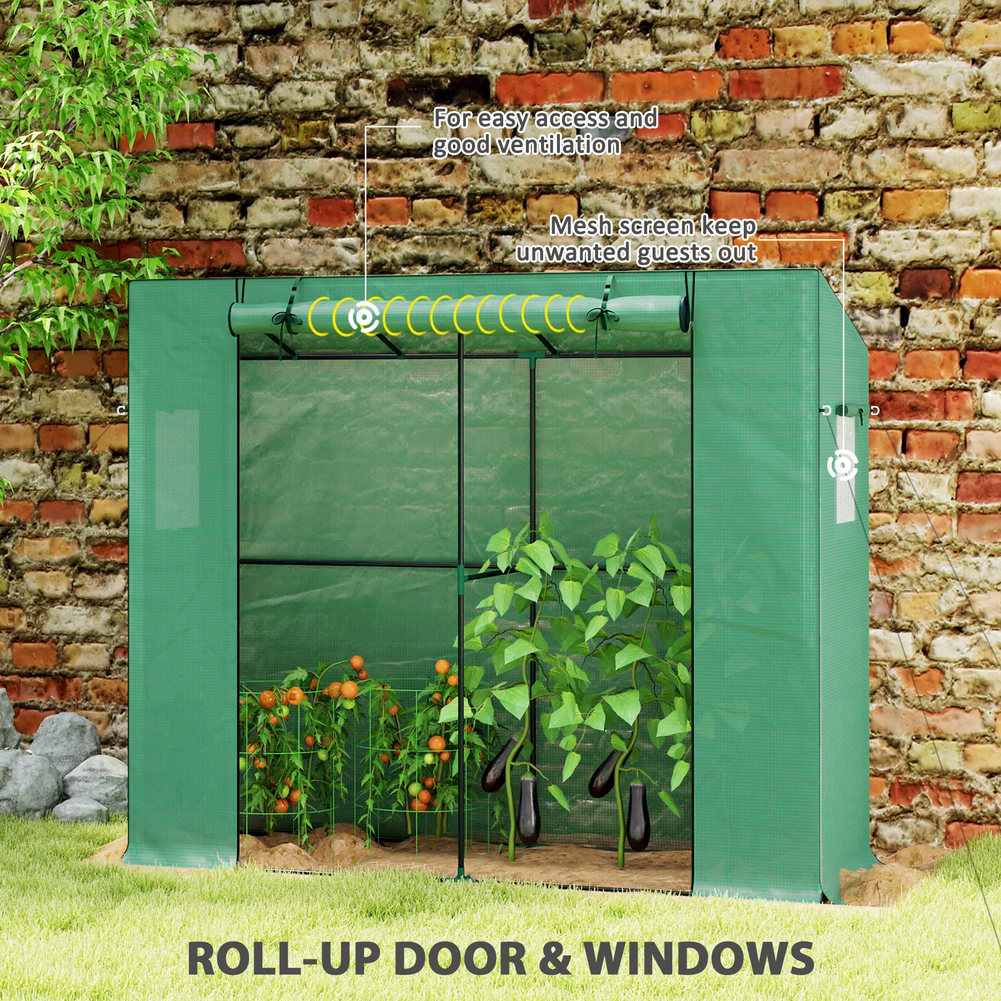 Portable Greenhouse Small Green House, 6.6' x 2.5' x 5.6', Green