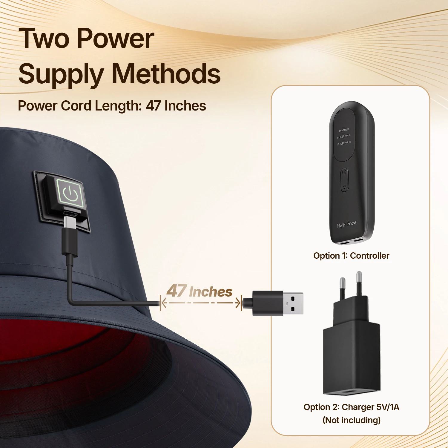 Hello Face T100 With Controller Red light & Near Infrared Therapy for Hair Regrowth Fisherman Hat 660 &850 NM Hair Relax Scalp