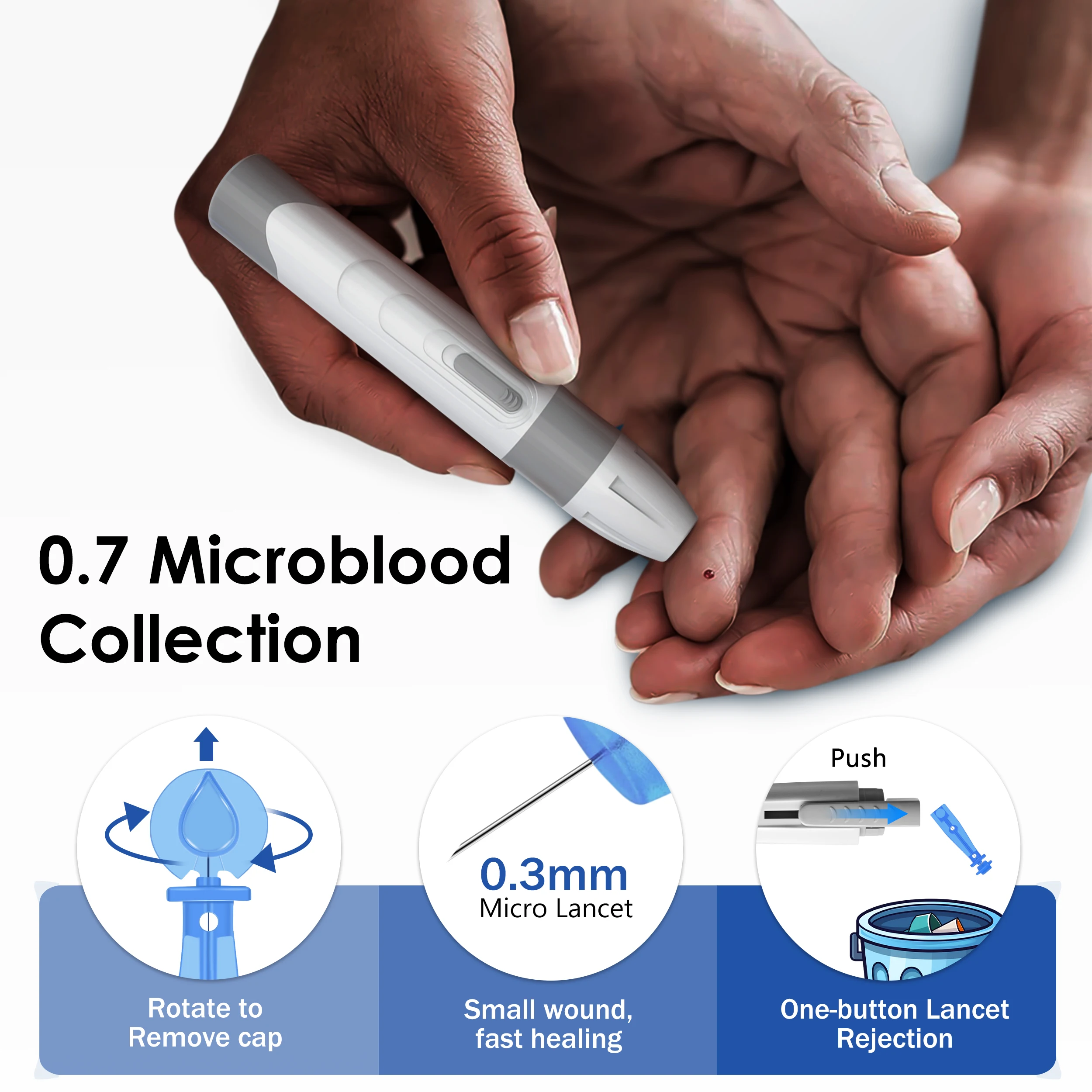 G-425-3 LinkSun Blood Glucose Meter Glucometer Complete Kit Diabetes Accessories Finger Blood Digital Glucose Sugar Test Machine