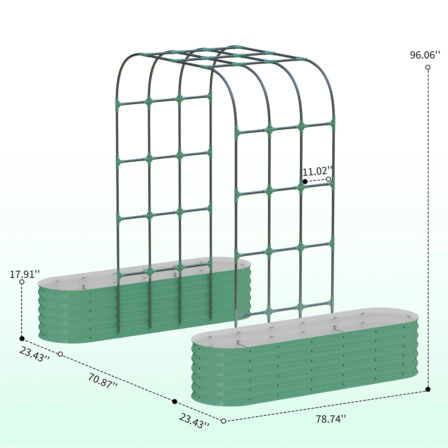 Galvanized Raised Garden Bed with 96in Arch Trellis, Rustproof Expandable Planter Box for Vines Flowers Herbs