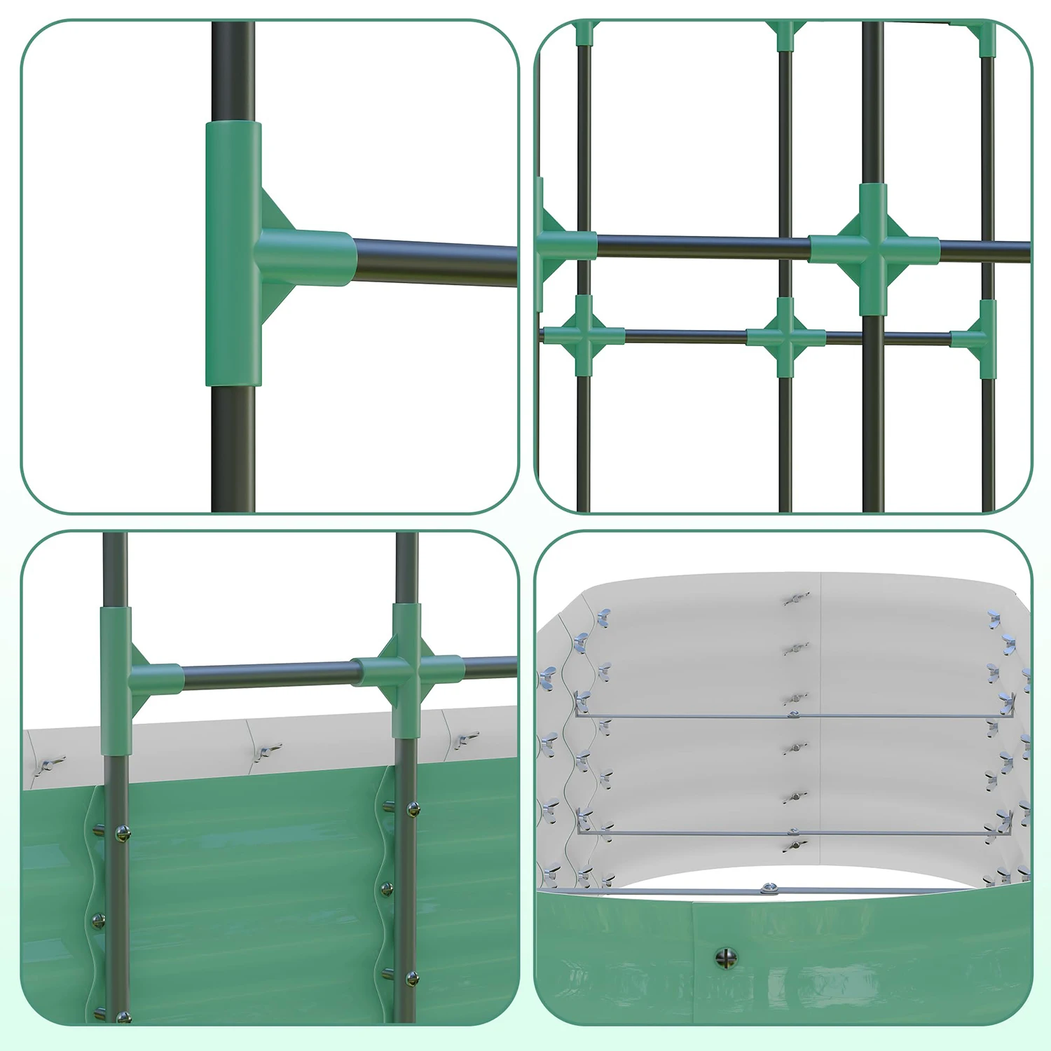 Galvanized Raised Garden Bed with 96in Arch Trellis, Rustproof Expandable Planter Box for Vines Flowers Herbs