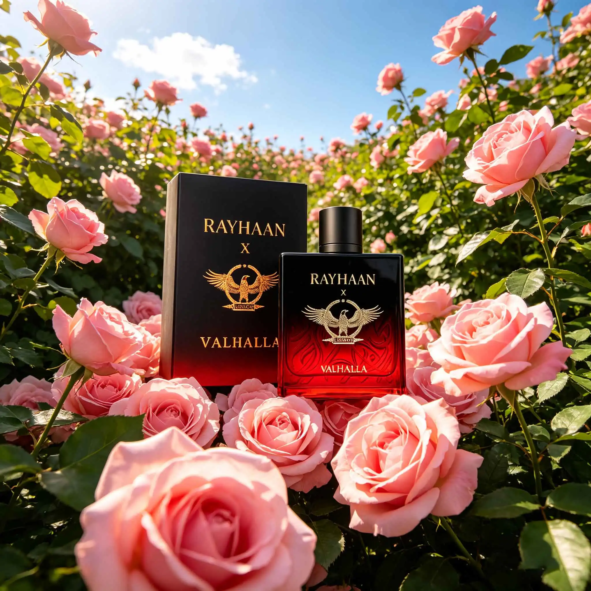 RAYHAAN Valhalla Eagles perfume for Men, vintage red and black relief bottle, mellow oriental wood spice, long-lasting fragrance, mature tough man atmosphere fragrance.