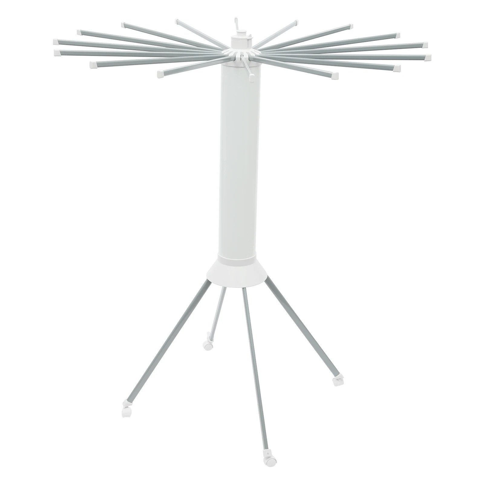 Clothes Drying Rack – 16 Hanging Rods – 88.18 Lbs Capacity – Abs + Carbon Steel – Baking Paint – 4 Swivel Wheels – Foldable – No Assembly Needed – 44.09"X49.21" – for Balcony Laundry – White