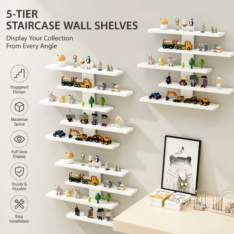 1-Piece Set of Collectible Floating Wall Racks, Multi-Tiered Wall Shelving Units, Versatile Display Stands, Suitable for Office and Home Decor, Ideal for Storing Statues and Small Figurines, Decorative Shelves, Functional Storage Racks, Multi-Purpose Rack