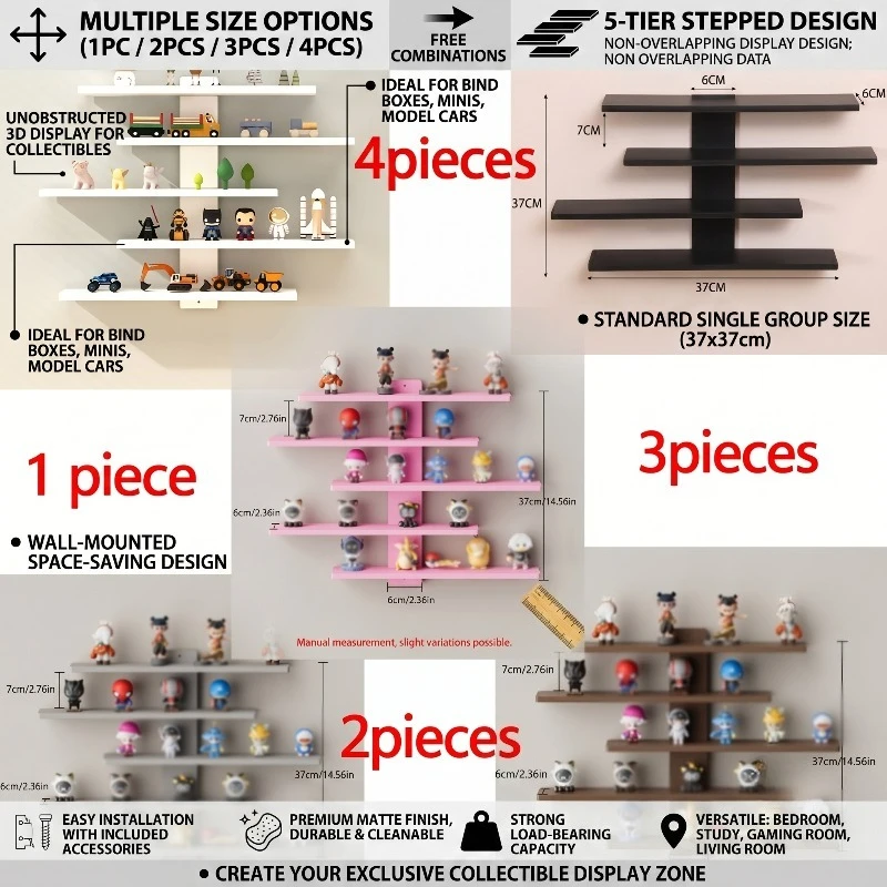 1-Piece Set of Collectible Floating Wall Racks, Multi-Tiered Wall Shelving Units, Versatile Display Stands, Suitable for Office and Home Decor, Ideal for Storing Statues and Small Figurines, Decorative Shelves, Functional Storage Racks, Multi-Purpose Rack