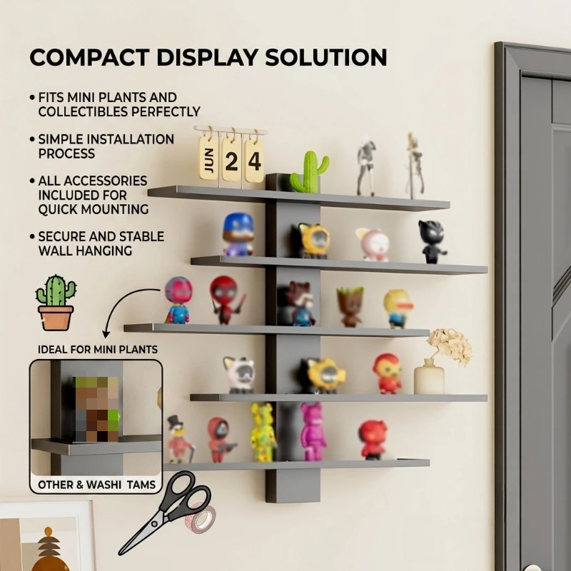 1-Piece Set of Collectible Floating Wall Racks, Multi-Tiered Wall Shelving Units, Versatile Display Stands, Suitable for Office and Home Decor, Ideal for Storing Statues and Small Figurines, Decorative Shelves, Functional Storage Racks, Multi-Purpose Rack