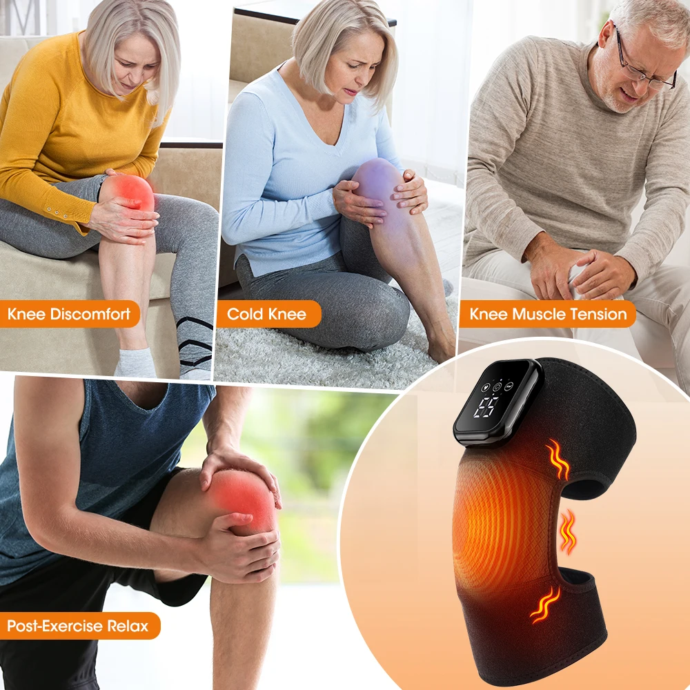Electric Heated Vibration Knee Massage Pad 3 in 1 Massager for Shoulder Elbow Hot Compress Thermal Joint Brace Muscle Relaxation