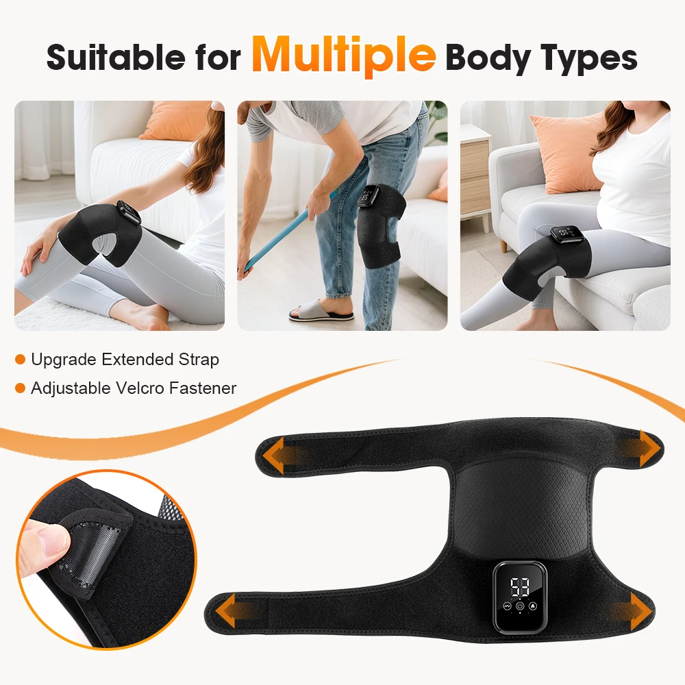 Electric Heated Vibration Knee Massage Pad 3 in 1 Massager for Shoulder Elbow Hot Compress Thermal Joint Brace Muscle Relaxation