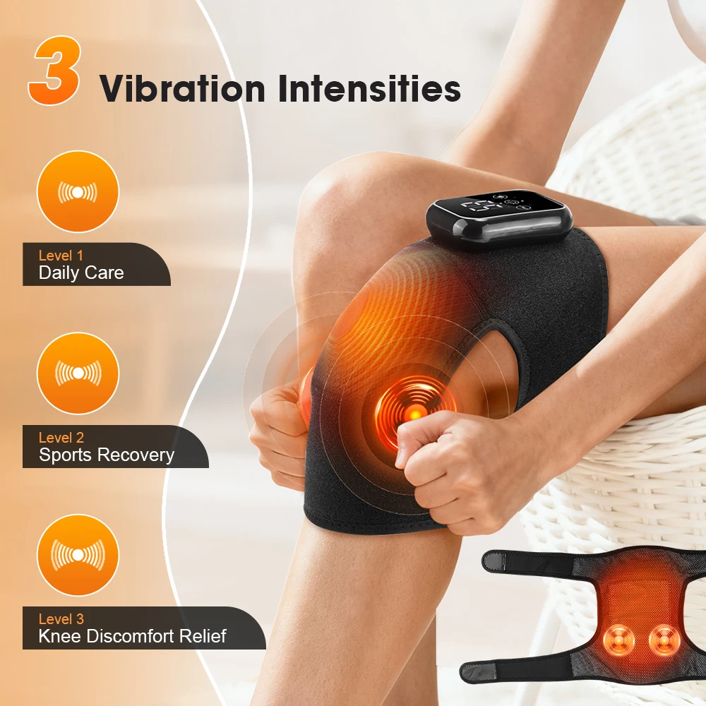 Electric Heated Vibration Knee Massage Pad 3 in 1 Massager for Shoulder Elbow Hot Compress Thermal Joint Brace Muscle Relaxation