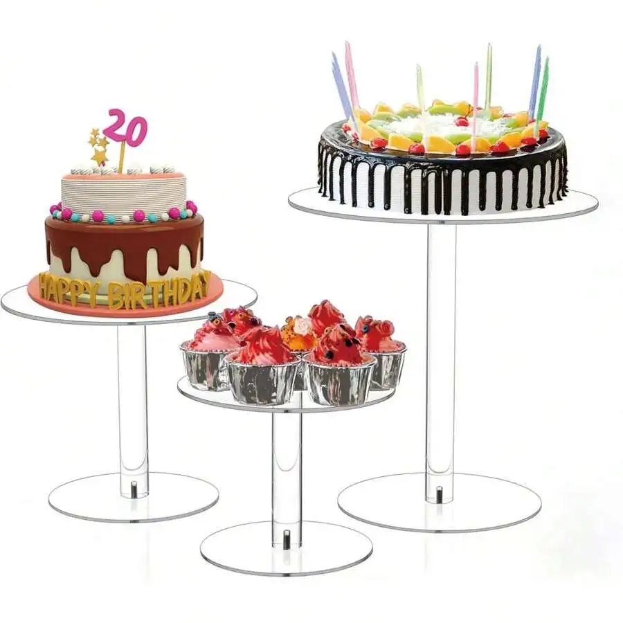 Transparent Acrylic Round Cake Stand, Transparent Cupcake Stand, Dessert Cupcake, Pastry Candy Display Rack, Suitable For Dessert Table, Birthday Party, Wedding Event