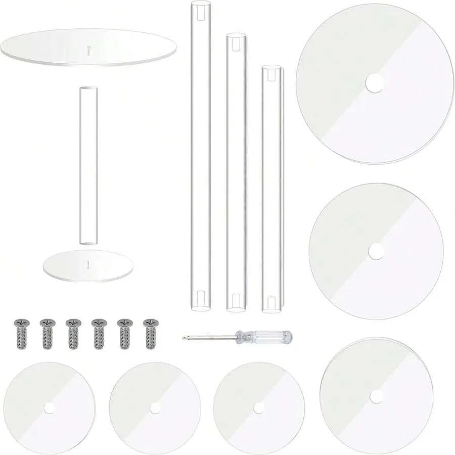 Transparent Acrylic Round Cake Stand, Transparent Cupcake Stand, Dessert Cupcake, Pastry Candy Display Rack, Suitable For Dessert Table, Birthday Party, Wedding Event