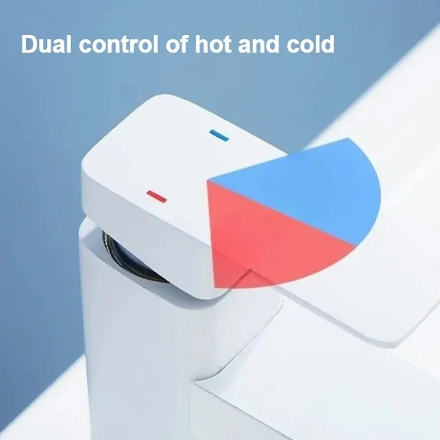 Square Digital Display Temperature Controlled Mixer Tap Hot Cold Water Faucet Household Bathroom Washbasin Cabinet
