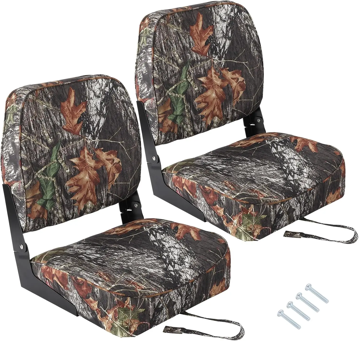 2 Pack Boat Seats, Low Back Folding Boat Seats, Fishing Boat Chairs With Thick Sponge Padding, Hinge & Fold-Down Design for Speedboat, Canoe, Sightseeing Boats