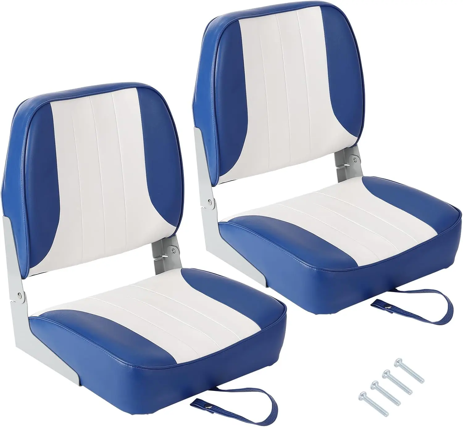2 Pack Boat Seats, Low Back Folding Boat Seats, Fishing Boat Chairs With Thick Sponge Padding, Hinge & Fold-Down Design for Speedboat, Canoe, Sightseeing Boats
