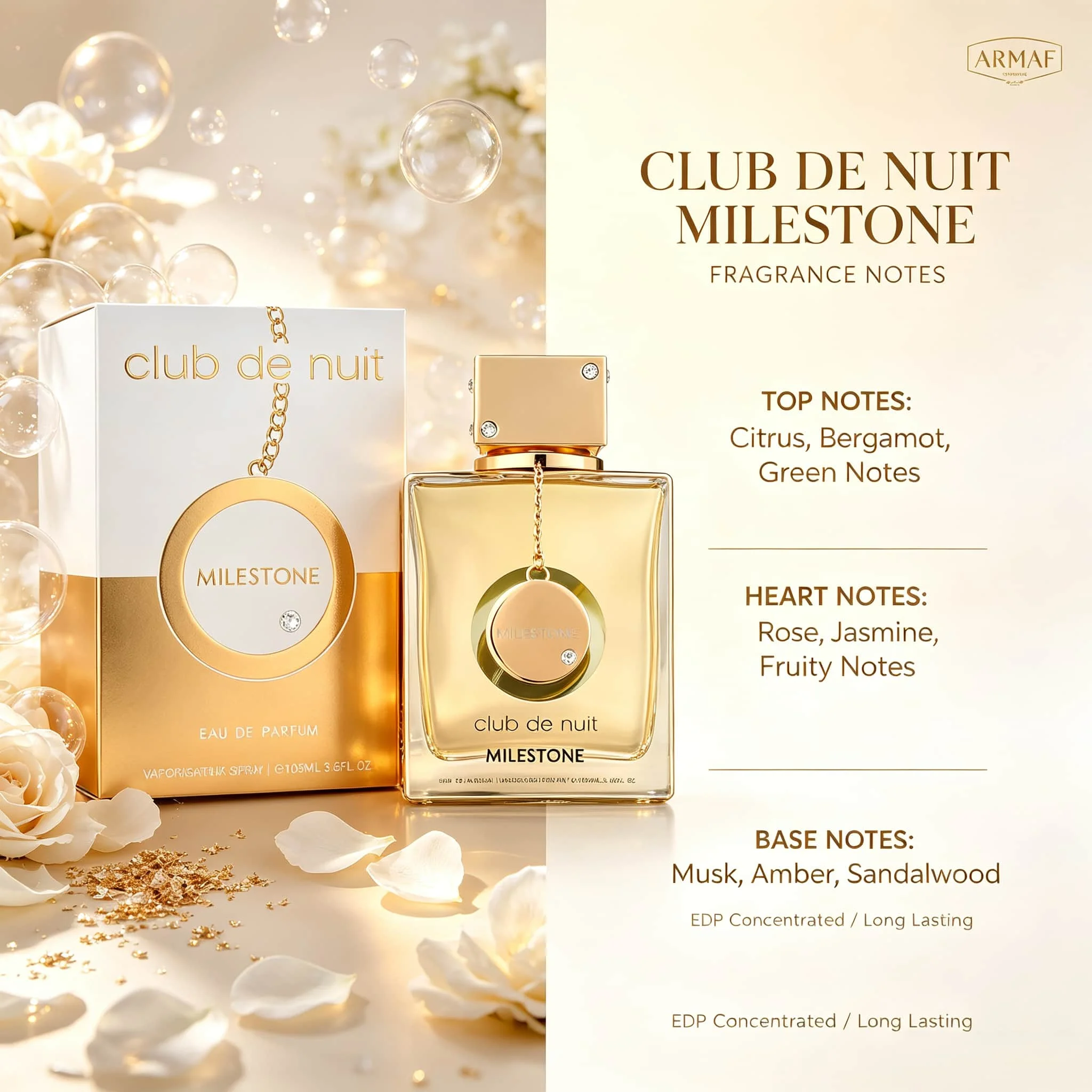 Armaf Club De Nuit Milestone Unisex Eau de Parfum — a fresh, woody-citrus fragrance suitable for any occasion. A versatile scent for men and women, perfect for business commutes, meetings, evening dates, and short trips.