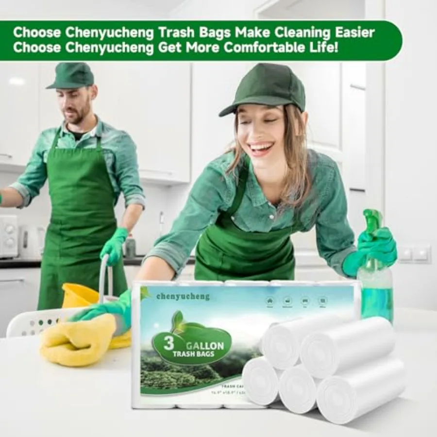 3 Gallon Mini Biodegradable Trash Bags - White Small Garbage Bags For Bathroom Can 100 Count 12 L Compostable Waste Basket Unsc