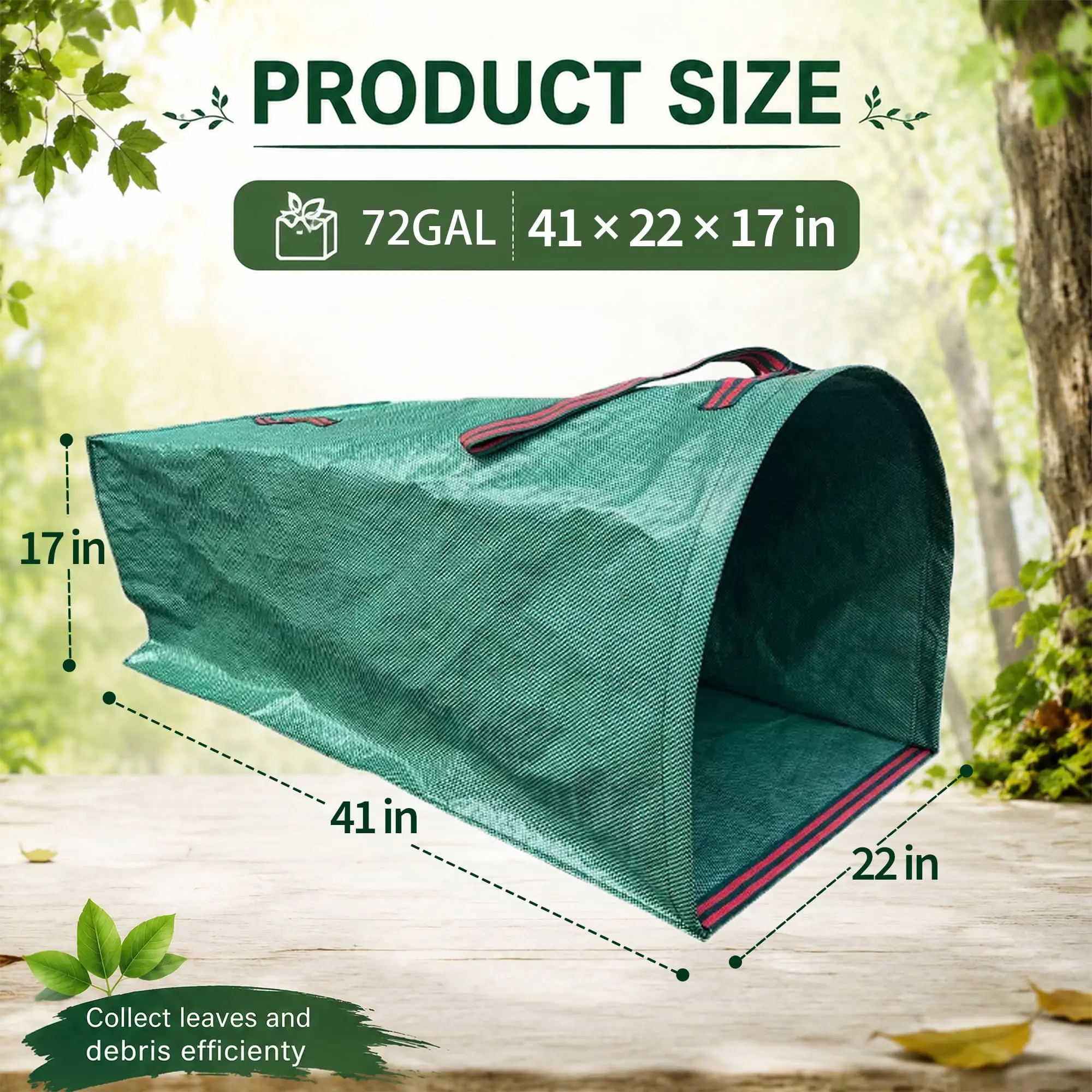 2 Pack Reusable Yard Waste Bags With Gloves, 40/53/72 Gallon Self Standing Open Top Leaf Bags For Lawn Garden Debris Cleanup