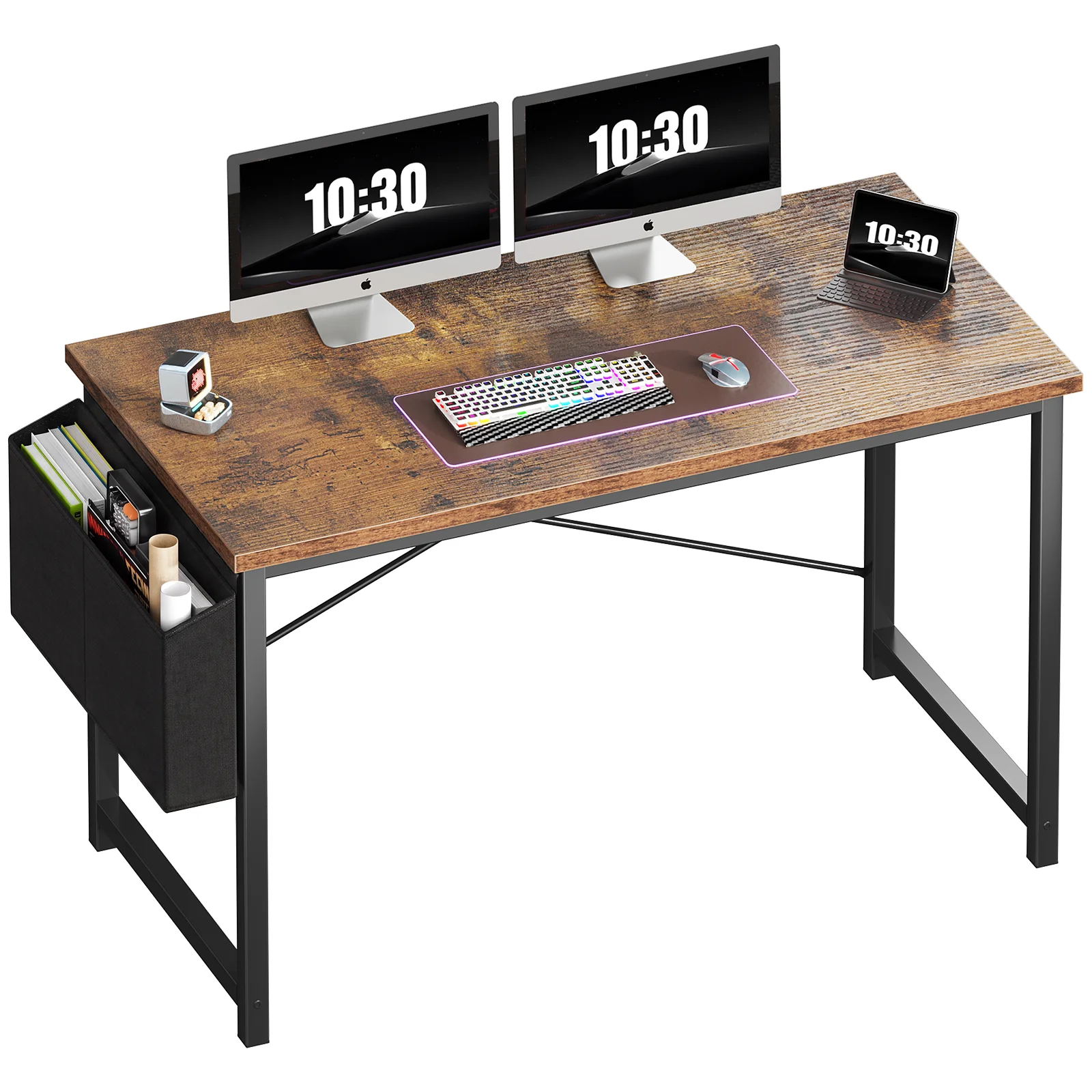 MCQ 47 Inch with Storage Bag Standing Office Computer Desk X-Shaped Sturdy Metal Frame and Compact Modern Design with Gaming Writing Work and Study Desk for Home Office