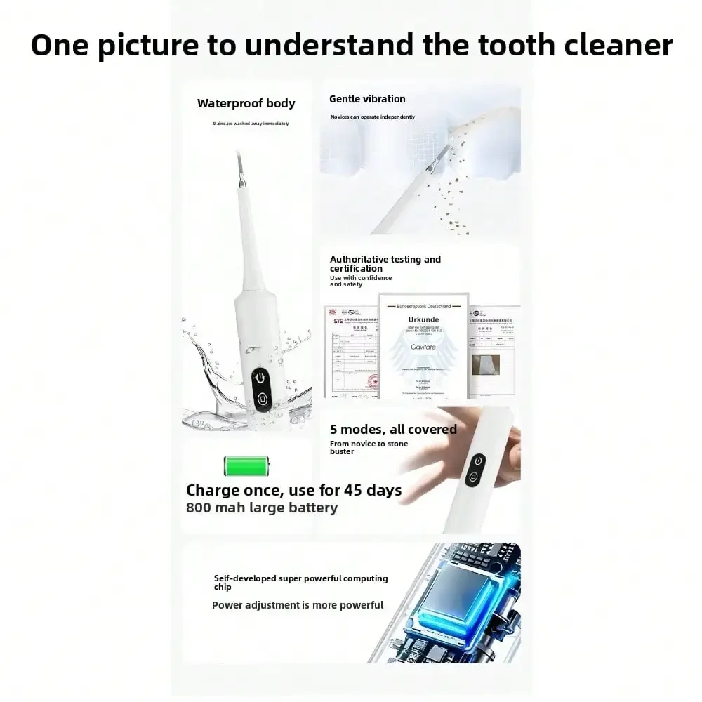 Electric Tooth Cleaner Household Electric Toothbrush Set Dental Washer Oral Calculus Removal Tooth Beauty Instrument
