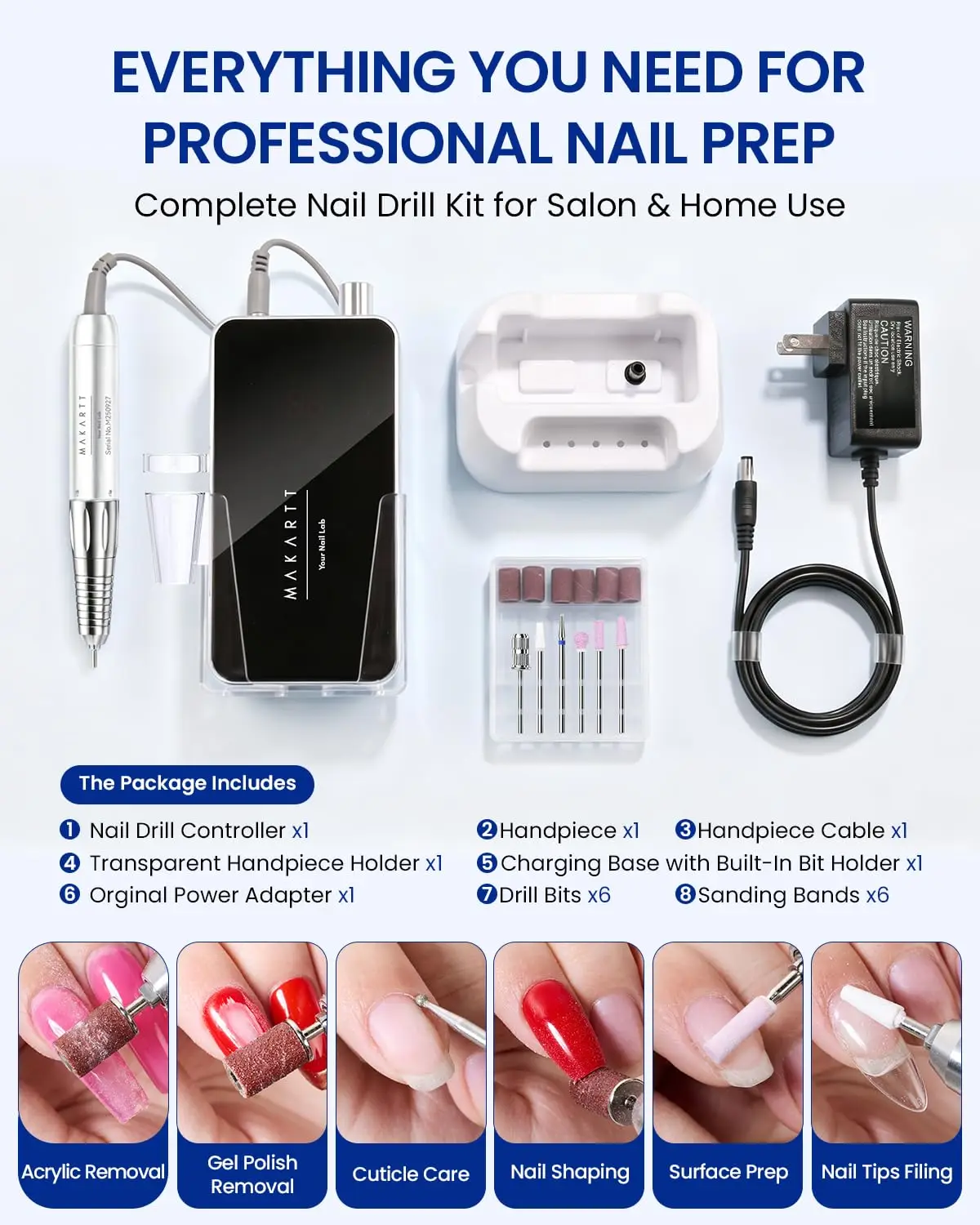 Makartt 35000RPM Nail Drill Cordless Electric Manicure Pedicure Kit Professional E File for Acrylic Gel Nails with Drill Bits