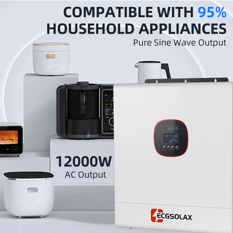 ECGSOLAX 12KW 48V Hybrid Solar Inverter 230Vac With Dual MPPT 160A Charger Pure Sine Wave Off-grid Hybrid Inverter Max PV 500VDC