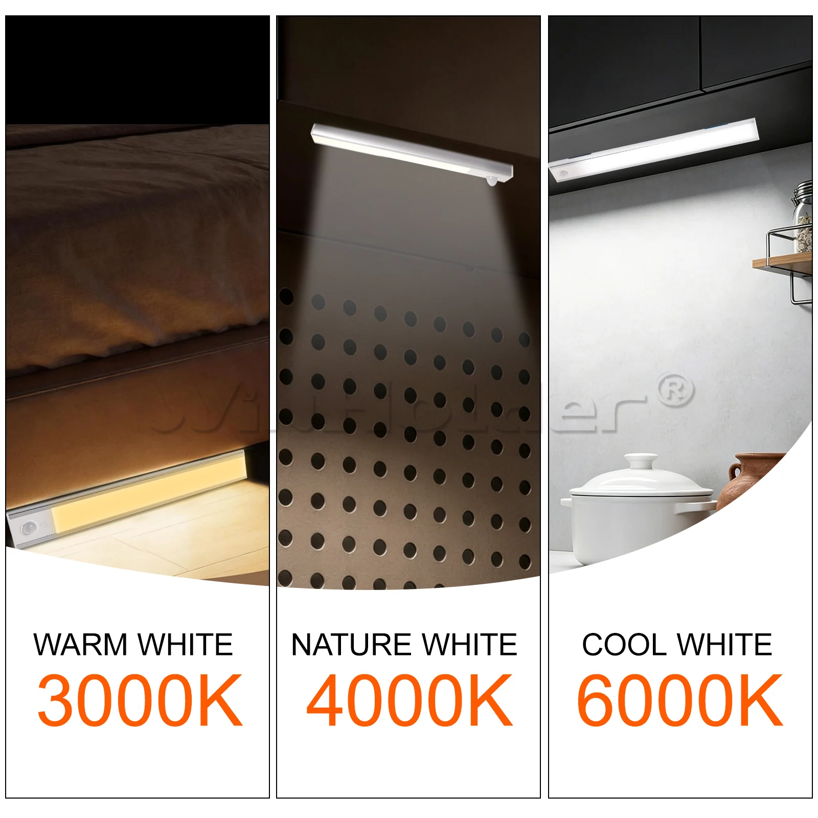 2/4/8/10X Dimmable Cabinet Light USB Rechargeable Motion Sensor Led Three Colors Lamp For Kitchen Wardrobe Indoor Lighting 20/30cm