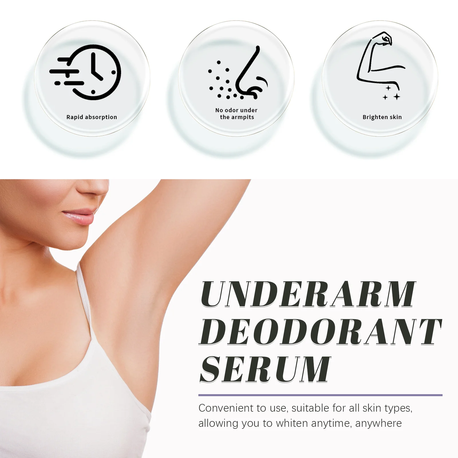 50ML Underarm Deodorant Cream Moisturizing Smoothing Skin Refreshing Improve Skin Texture Non-sticky Glowing Body Antiperspirant Balm for All Skin Types