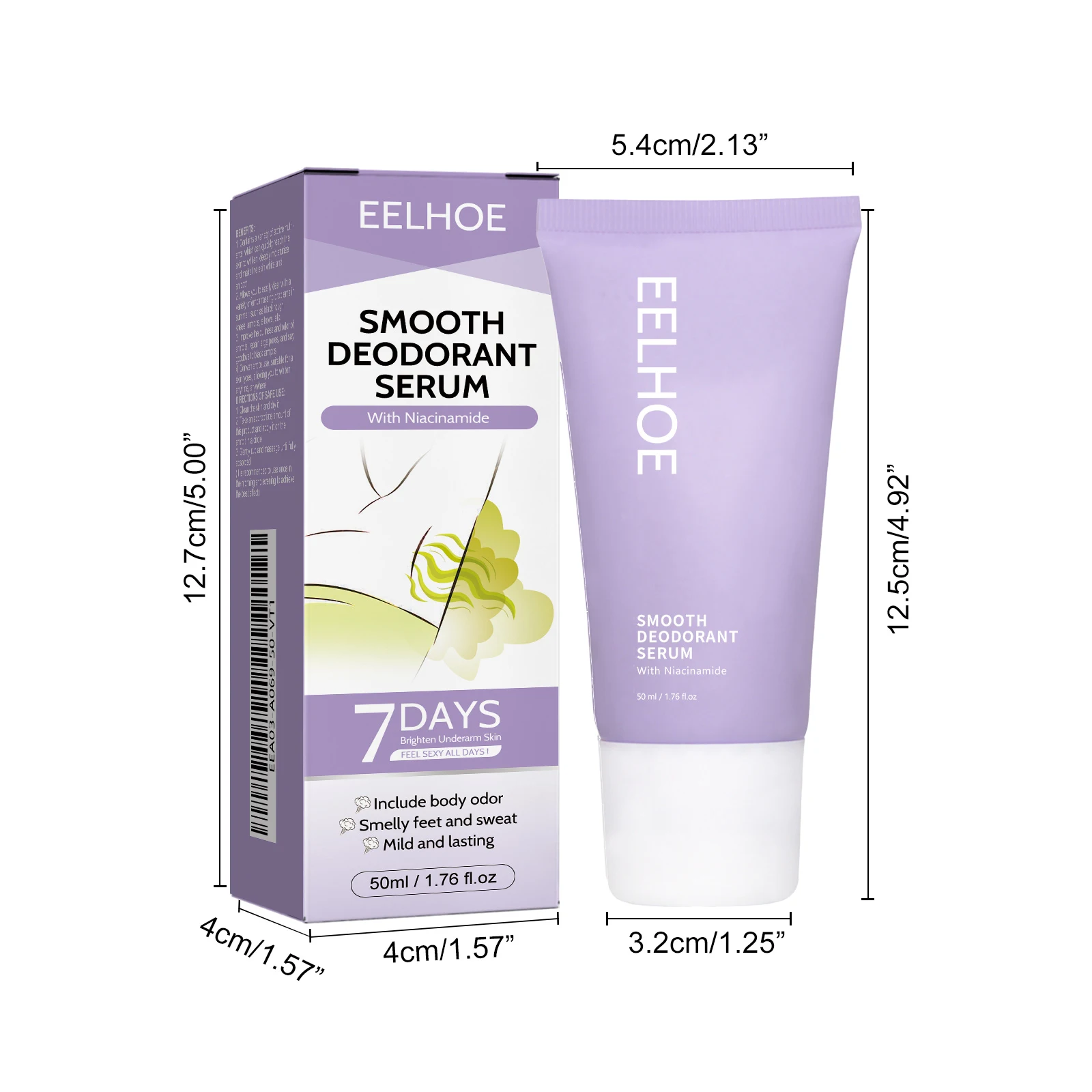 50ML Underarm Deodorant Cream Moisturizing Smoothing Skin Refreshing Improve Skin Texture Non-sticky Glowing Body Antiperspirant Balm for All Skin Types