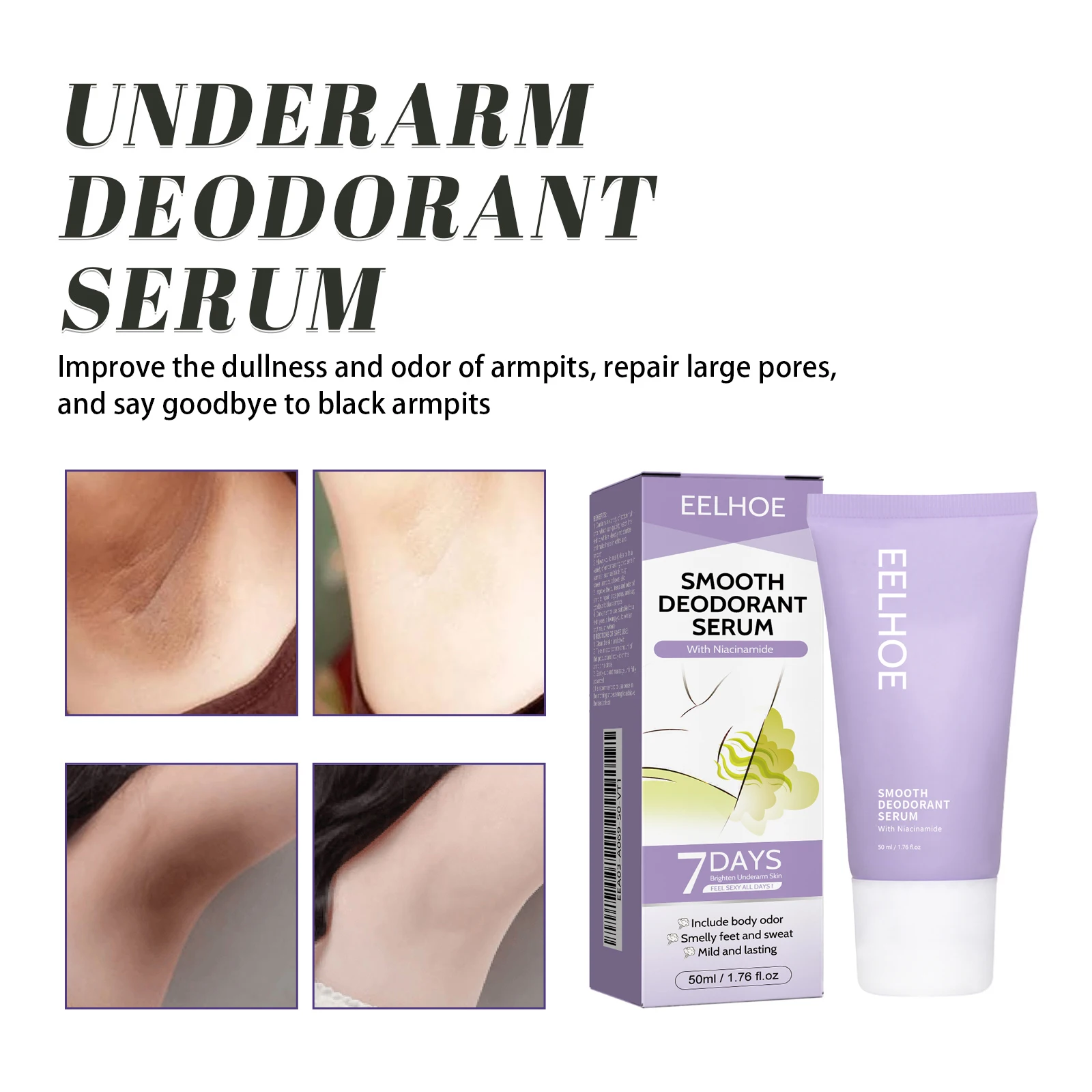 50ML Underarm Deodorant Cream Moisturizing Smoothing Skin Refreshing Improve Skin Texture Non-sticky Glowing Body Antiperspirant Balm for All Skin Types