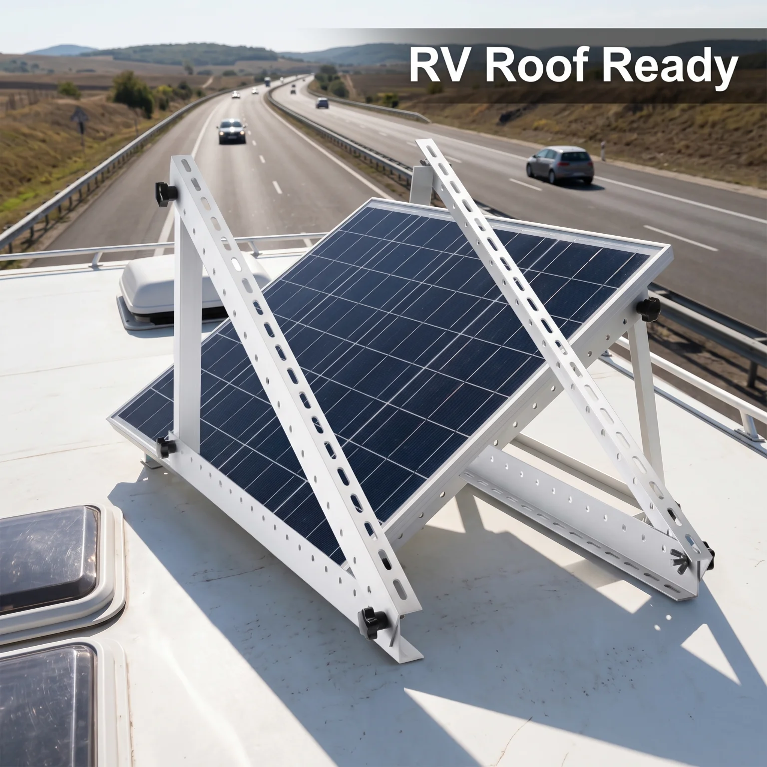 28 Inch Adjustable Solar Panel Mounting Brackets Triangle Tilt Support Racks Portable Solar Panel Mount Kit for RV Roof Outdoor Off-Grid Camping