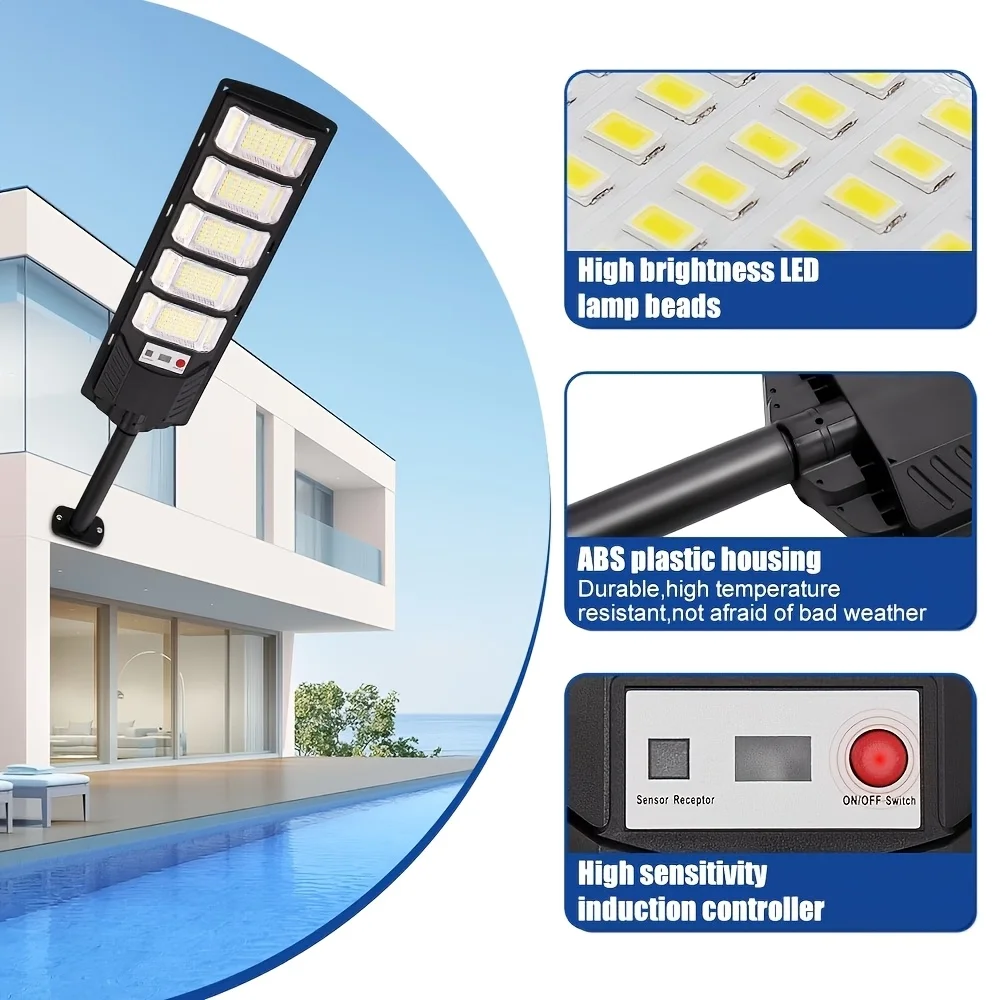 2026 New High-Power Solar Street Light, 560 High-brightness Lamp Beads, Motion Sensor Auto-on, Wide-angle Illumination. 2500LM, Over 10 Hours Runtime. Perfect For Parking Lots, Yards And Streets. Ideal Gift For Family And Friends.