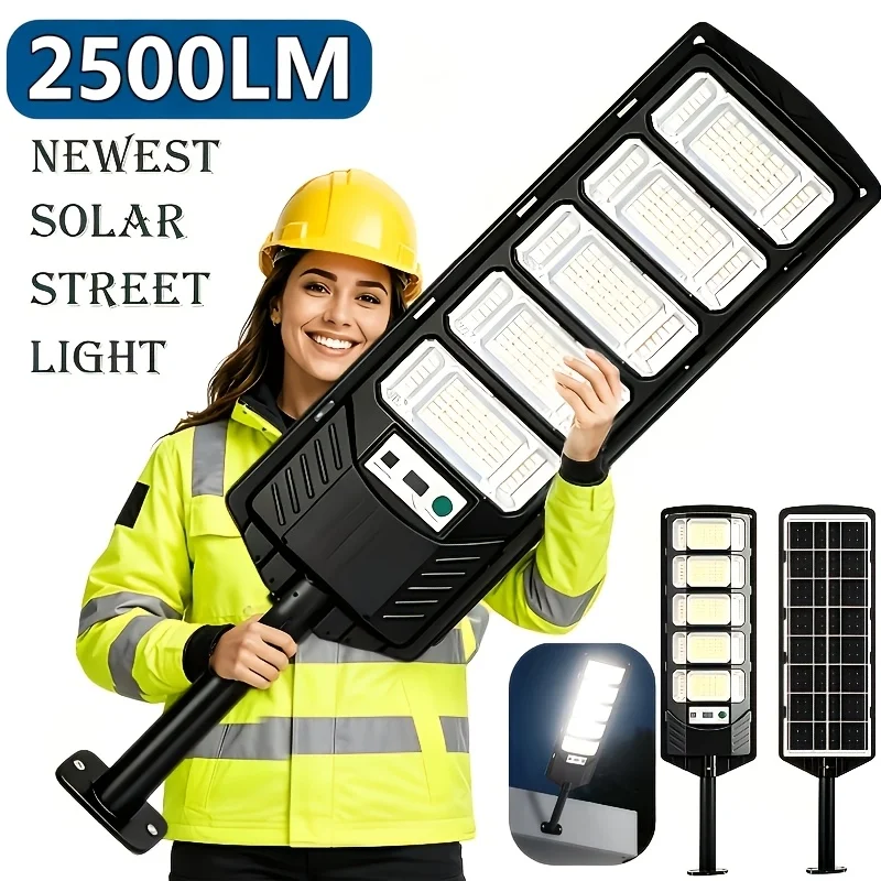 2026 New High-Power Solar Street Light, 560 High-brightness Lamp Beads, Motion Sensor Auto-on, Wide-angle Illumination. 2500LM, Over 10 Hours Runtime. Perfect For Parking Lots, Yards And Streets. Ideal Gift For Family And Friends.