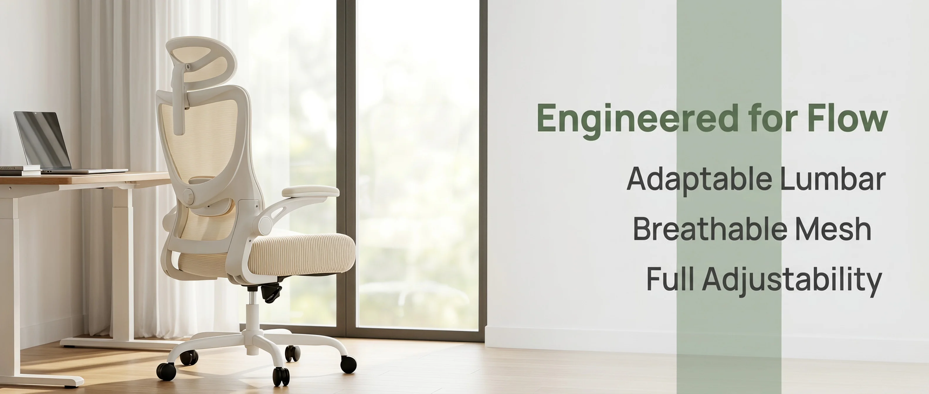 Ergonomic Office Chair: Office Desk Chair with High Back Mesh and Adjustable Lumbar Support Rolling Work Swivel Task Chairs with Wheel 3D Armrests and Headrest