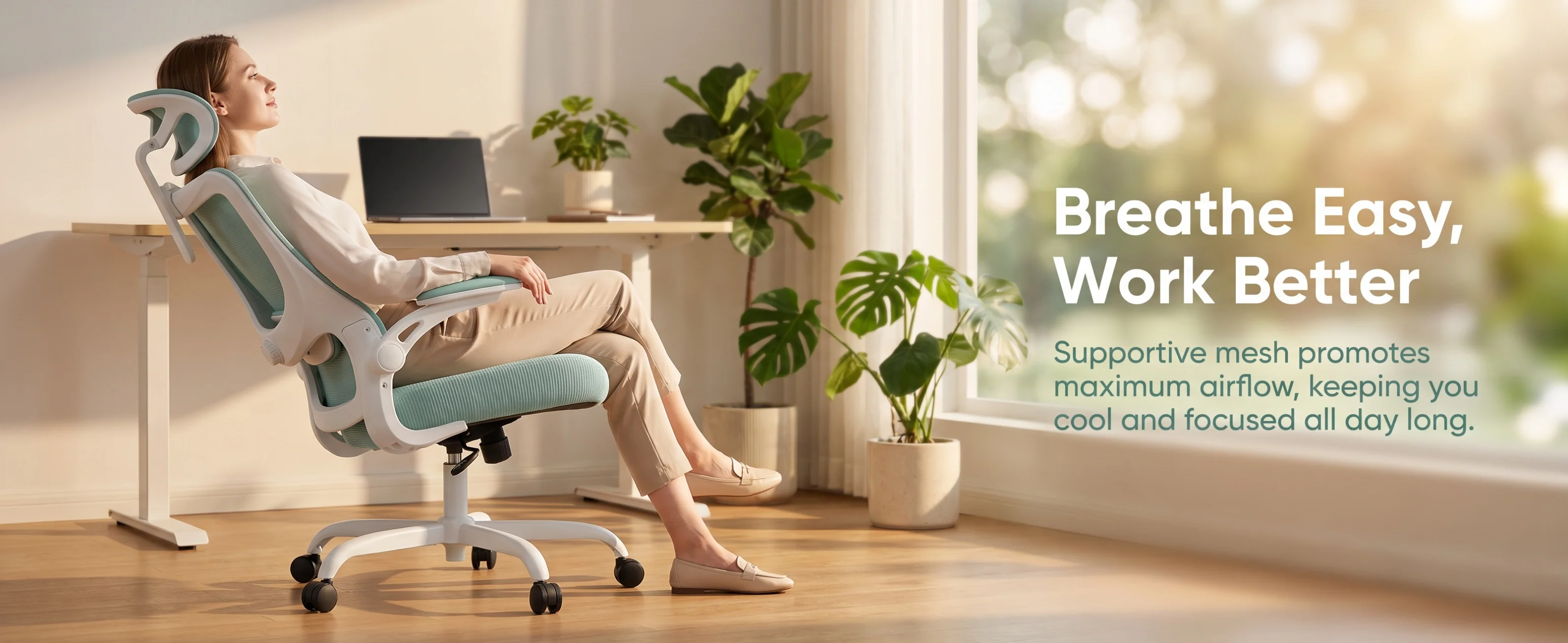 Ergonomic Office Chair: Office Desk Chair with High Back Mesh and Adjustable Lumbar Support Rolling Work Swivel Task Chairs with Wheel 3D Armrests and Headrest