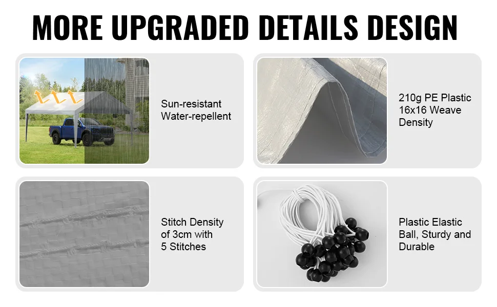 VEVOR Carport Replacement Canopy Cover Garage Top Tent Shelter Tarp Heavy-Duty Waterproof & UV Protected (Frame Not Include)