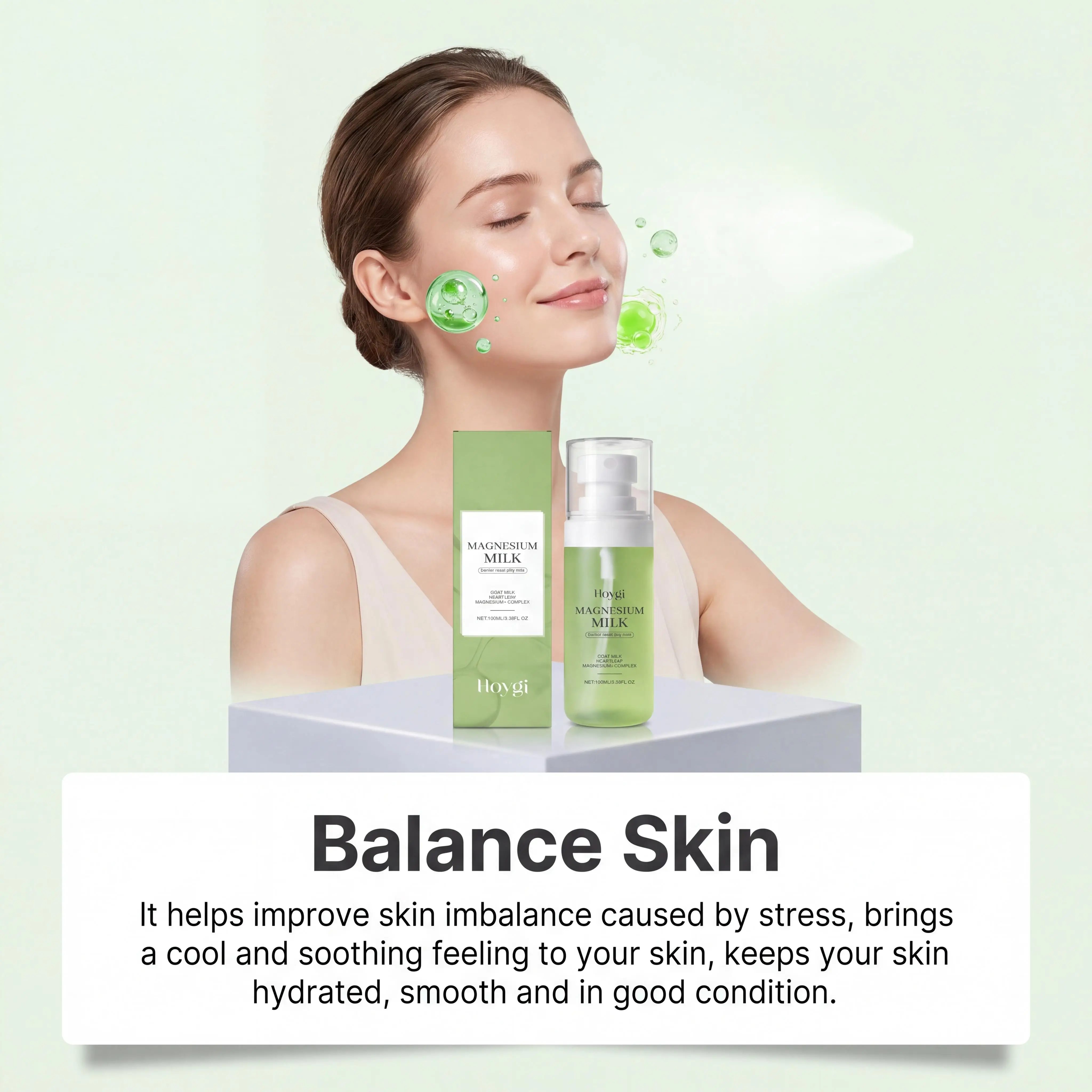Hoygi Magnesium Milk Jelly Toner Mist Face Barrier Reset Redness Relief Cooling Smooth Skin Gentle Hydrating Moisturizing Facial Spray